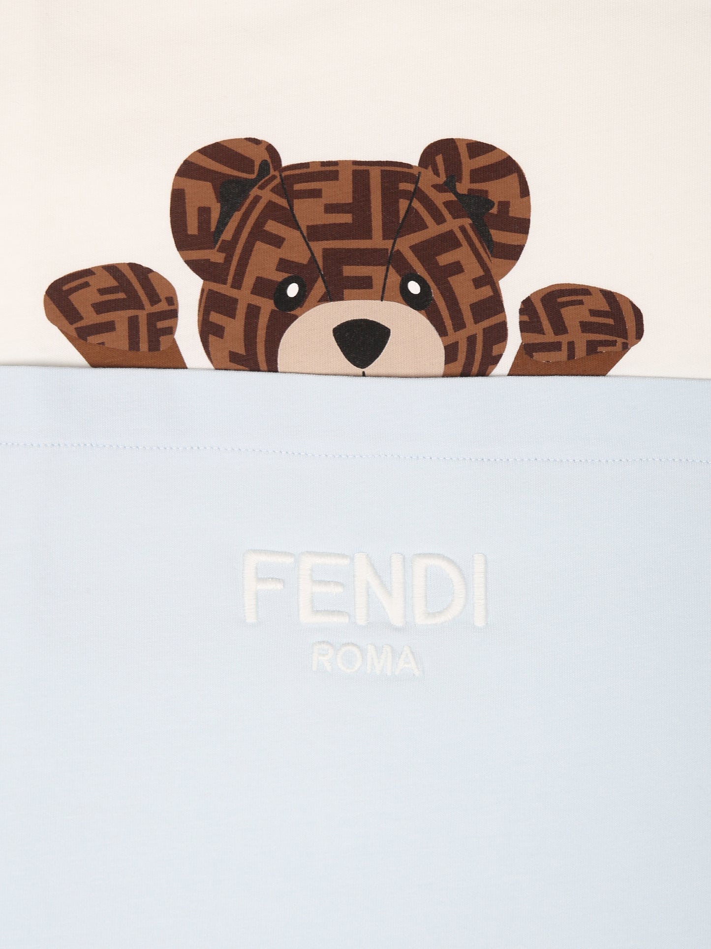 Coperta celeste per neonato con orsetto e logo Fendi,Fendi Kids,BUJ282 ST8 F19J4