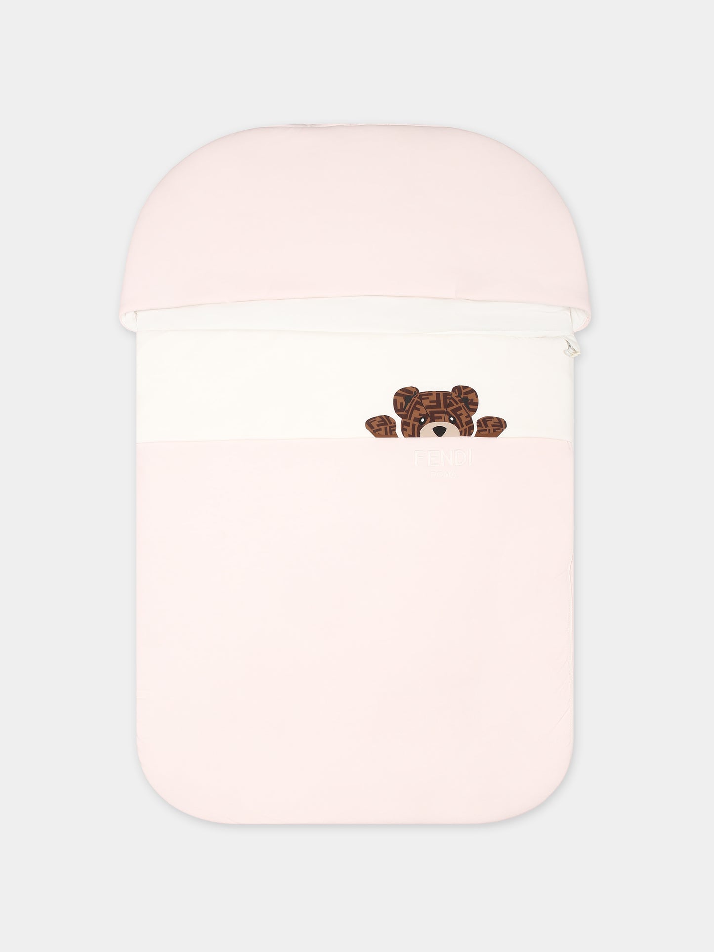 Sacco nanna rosa per neonata con orsetto e logo Fendi,Fendi Kids,BUJ281 ST8 F0C11