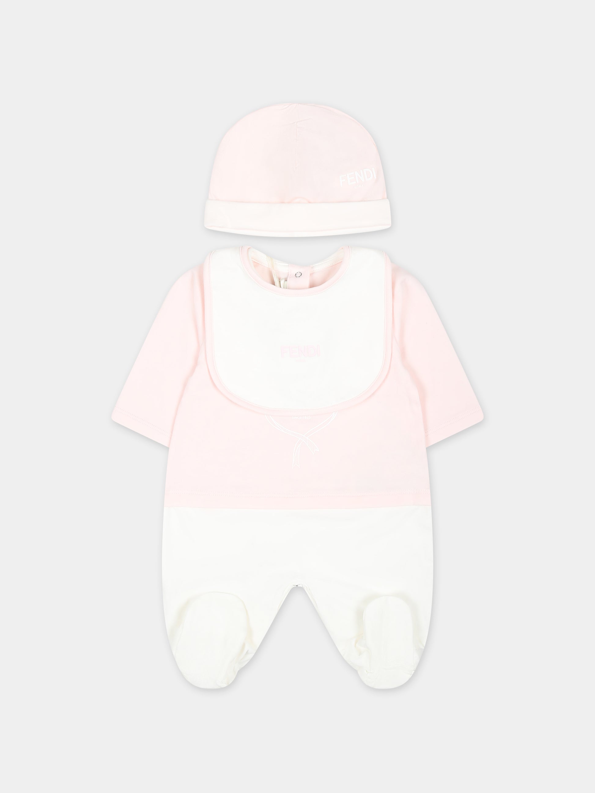 Set tutina rosa per neonata con stemma Fendi,Fendi Kids,BUK120 ST8 F0C11