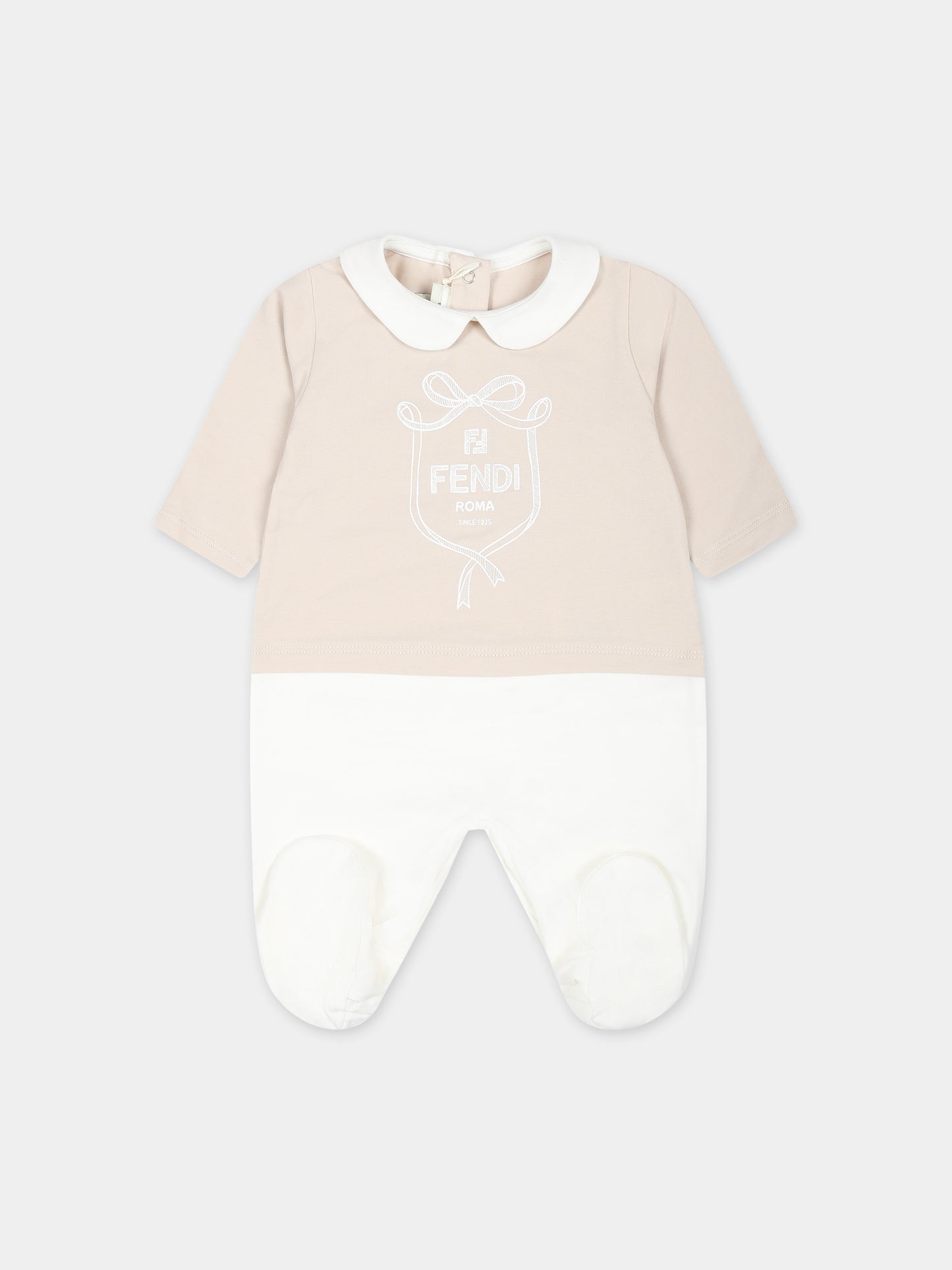 Set tutina beige per neonati con stemma Fendi,Fendi Kids,BUK120 ST8 F19J5