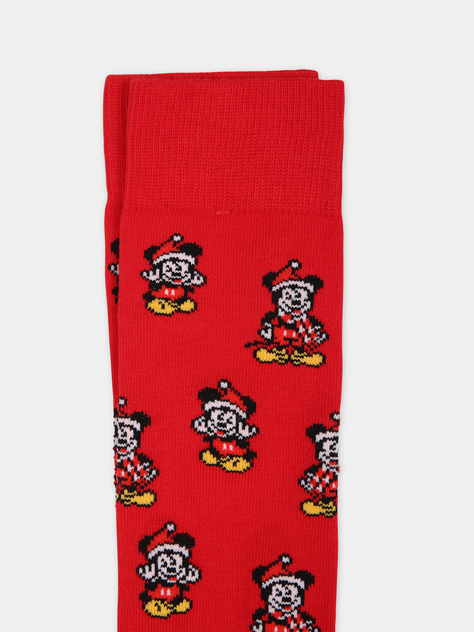 Calze rosse per bambini con Topolino,Mc2 Saint Barth,SOX JR MICKEY XMAS