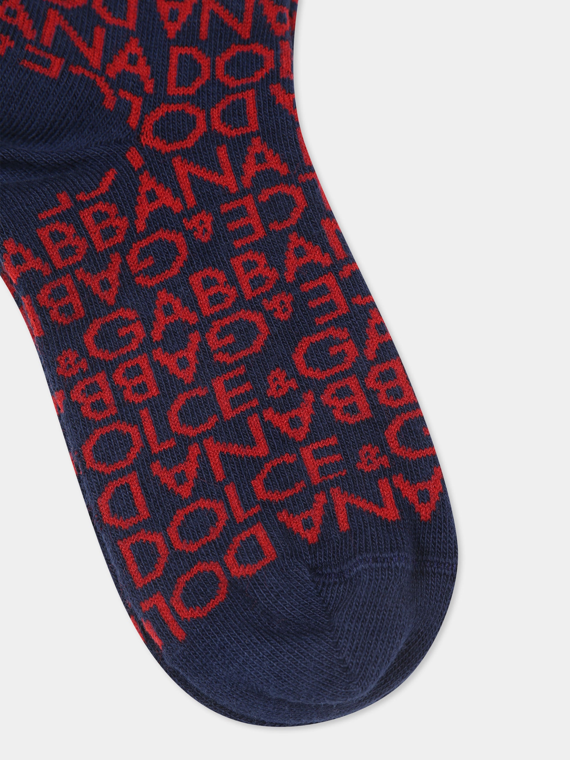 Calze blu per bambini con logo,Dolce & Gabbana Kids,LBKAE7 JBCDO S9000