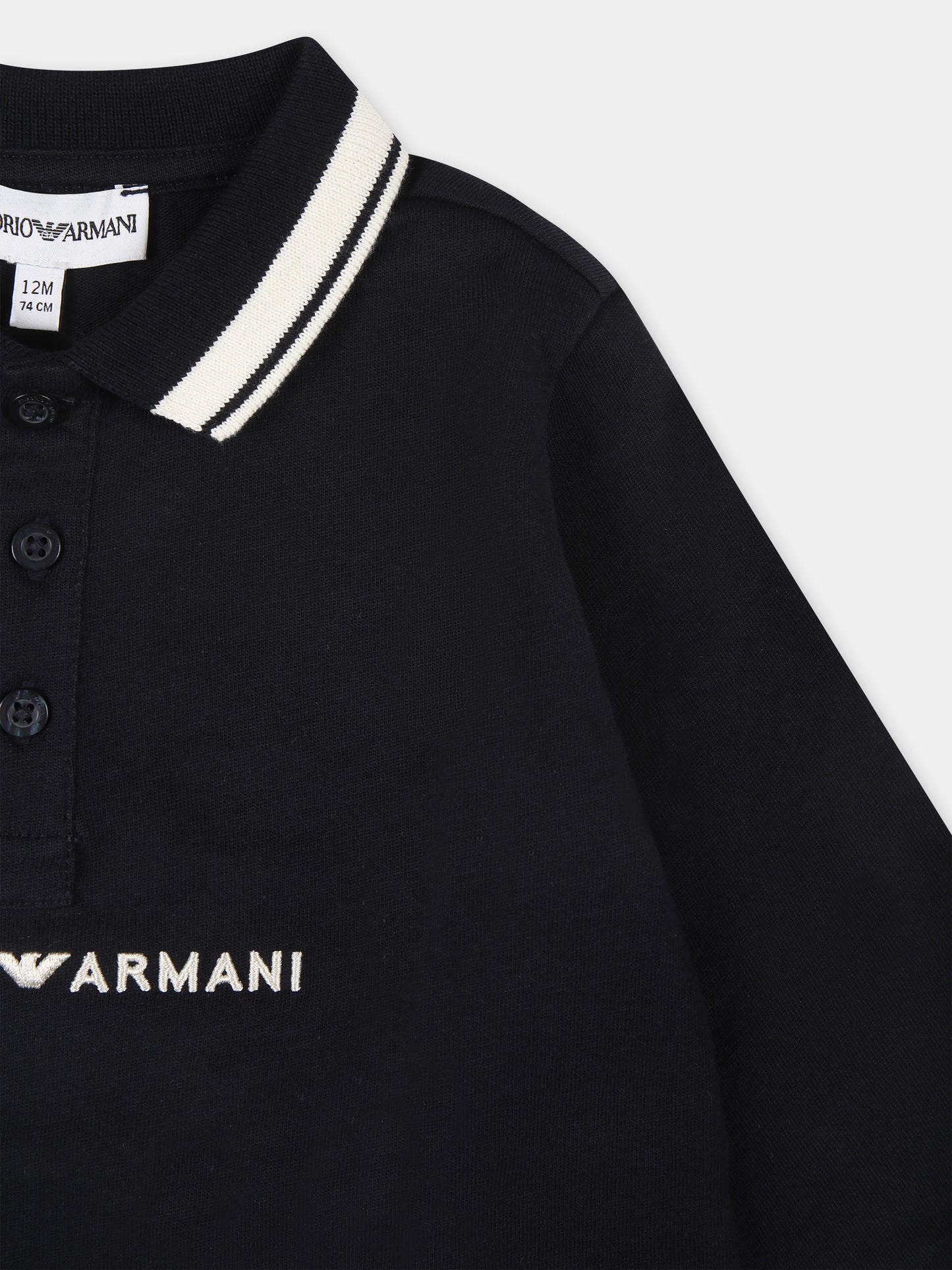 Polo blu per neonato con logo e aquilotto,Emporio Armani,6DHFJ3 1JWZZ 0920