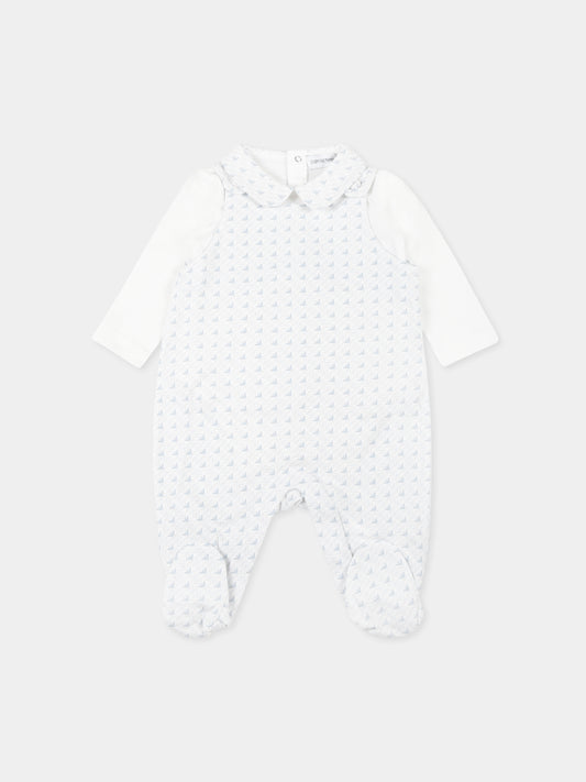 Set tutina bianca per neonato con aquilotto all over,Emporio Armani,EY000003 AF10913 FB054