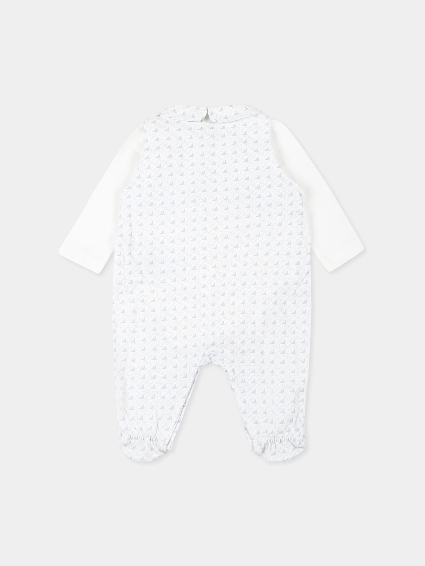 Set tutina bianca per neonato con aquilotto all over,Emporio Armani,EY000003 AF10913 FB054