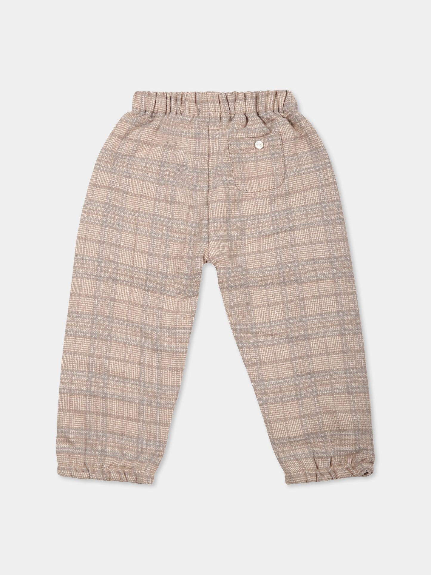 Beige trousers for baby boy with logo