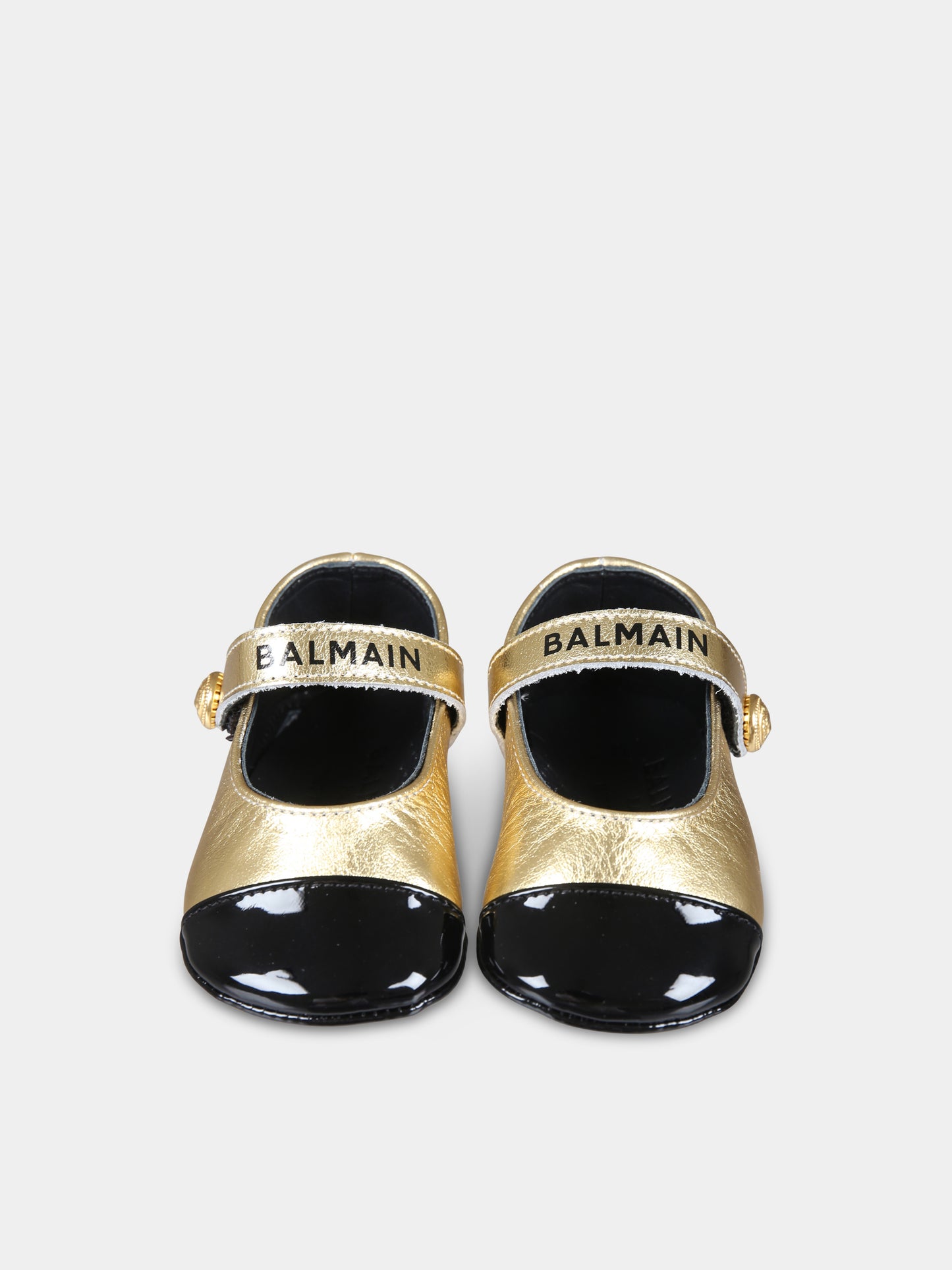 Ballerine oro per neonata con logo,Balmain Kids,BV0016 Y0048 220NE