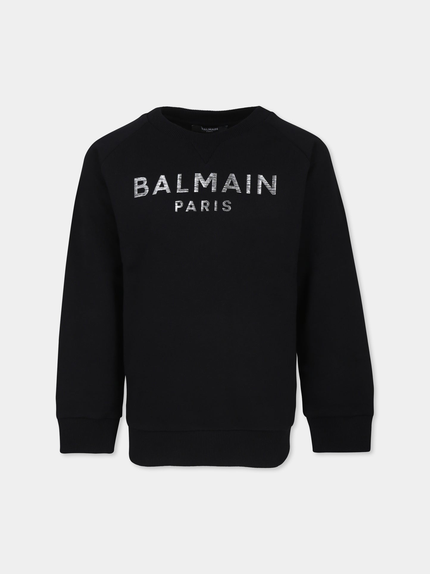Felpa nera per bambini con logo,Balmain Kids,BV4P10 Z0001 930AG
