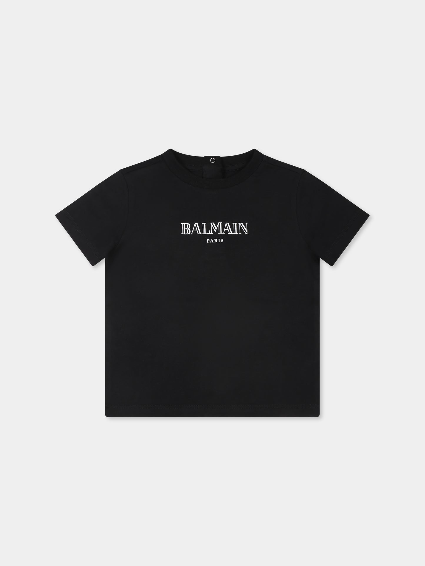 T-shirt nera per neonati con logo,Balmain Kids,BV8581 Z1751 930AV