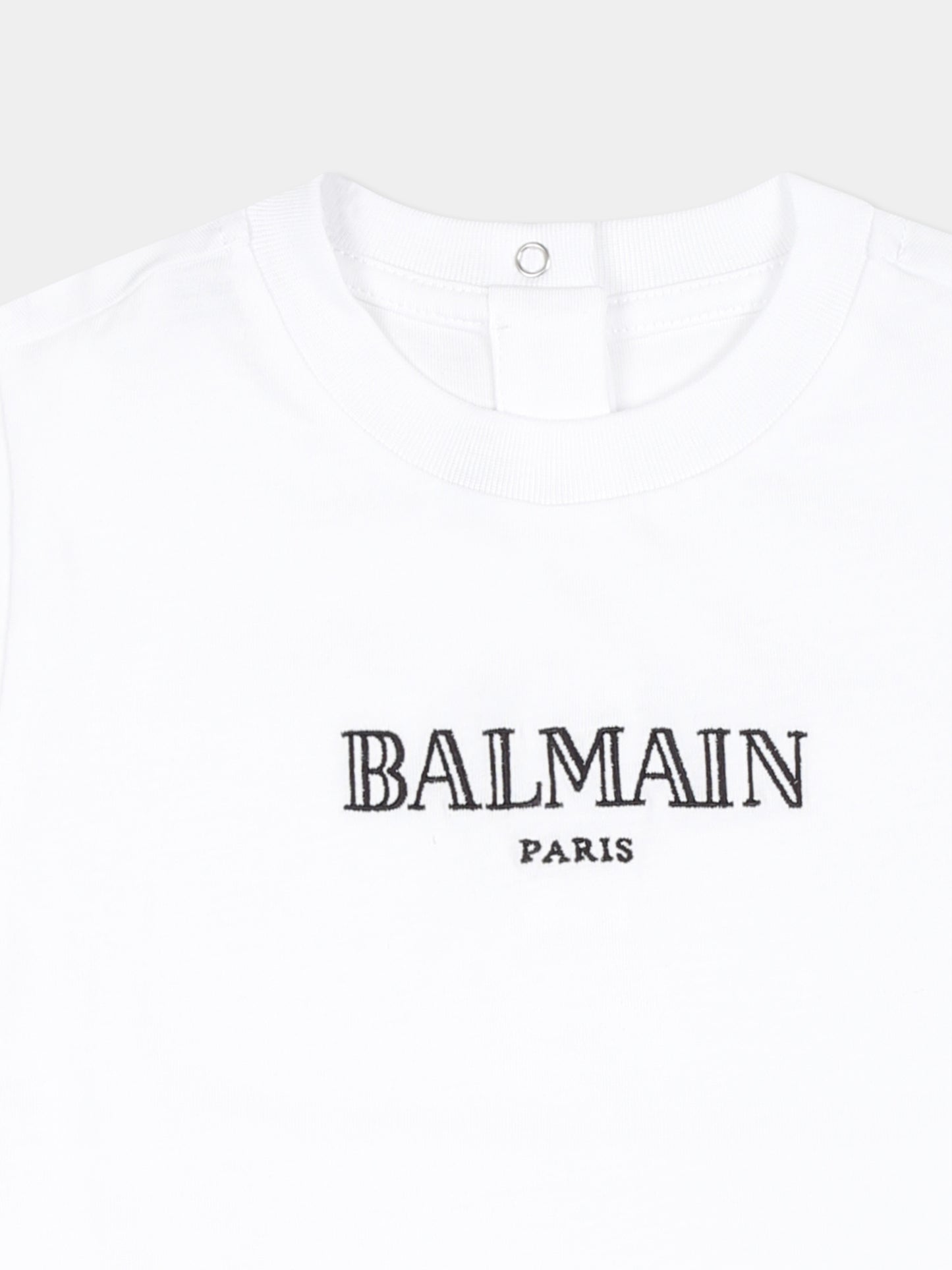 T-shirt bianca per neonati con logo,Balmain Kids,BV8591 Z0082 100NE