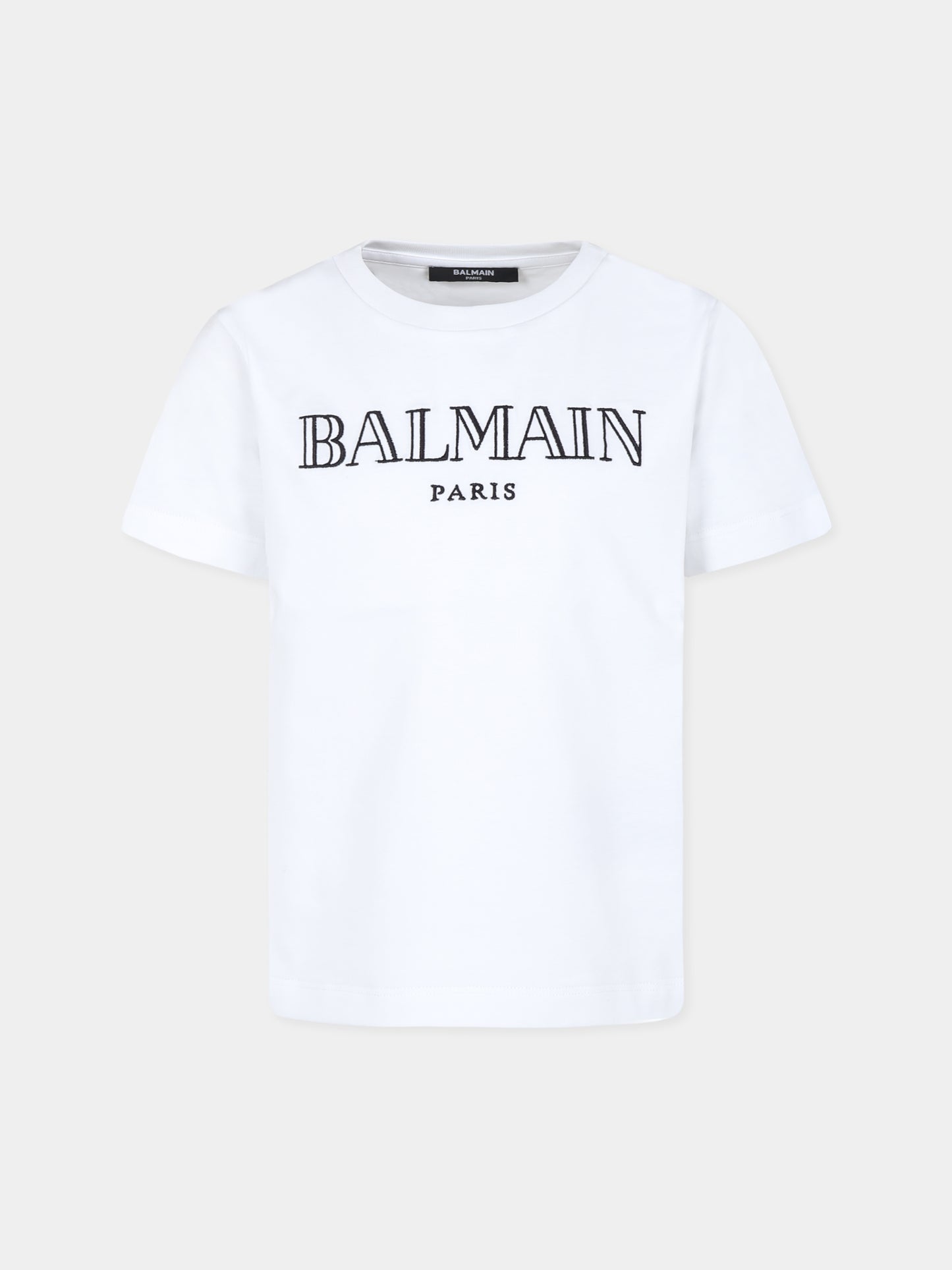 T-shirt bianca per bambini con logo,Balmain Kids,BV8R51 Z0082 100NE