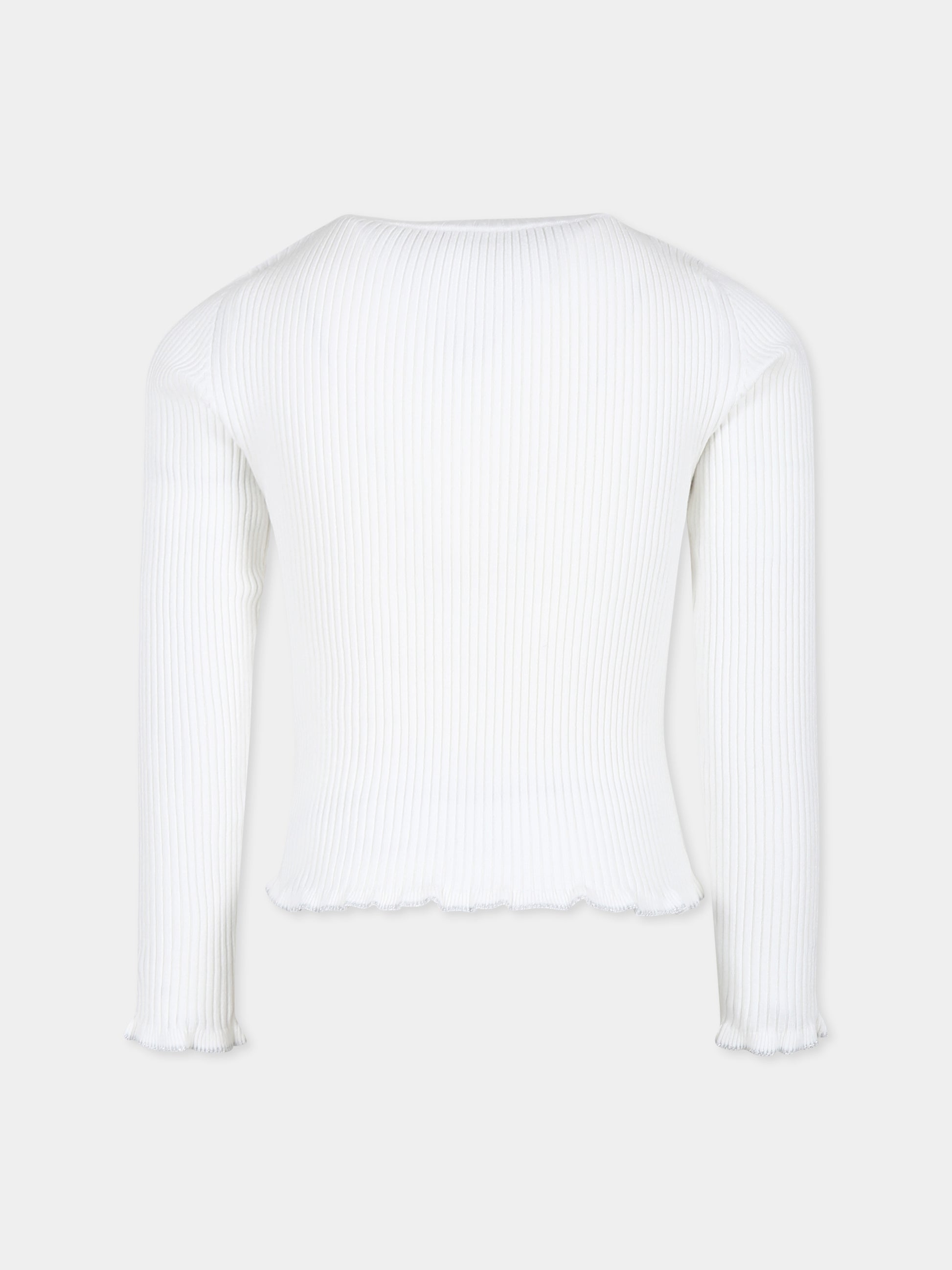 Maglione avorio per bambina con logo,Balmain Kids,BV9A20 Z2358 102AG