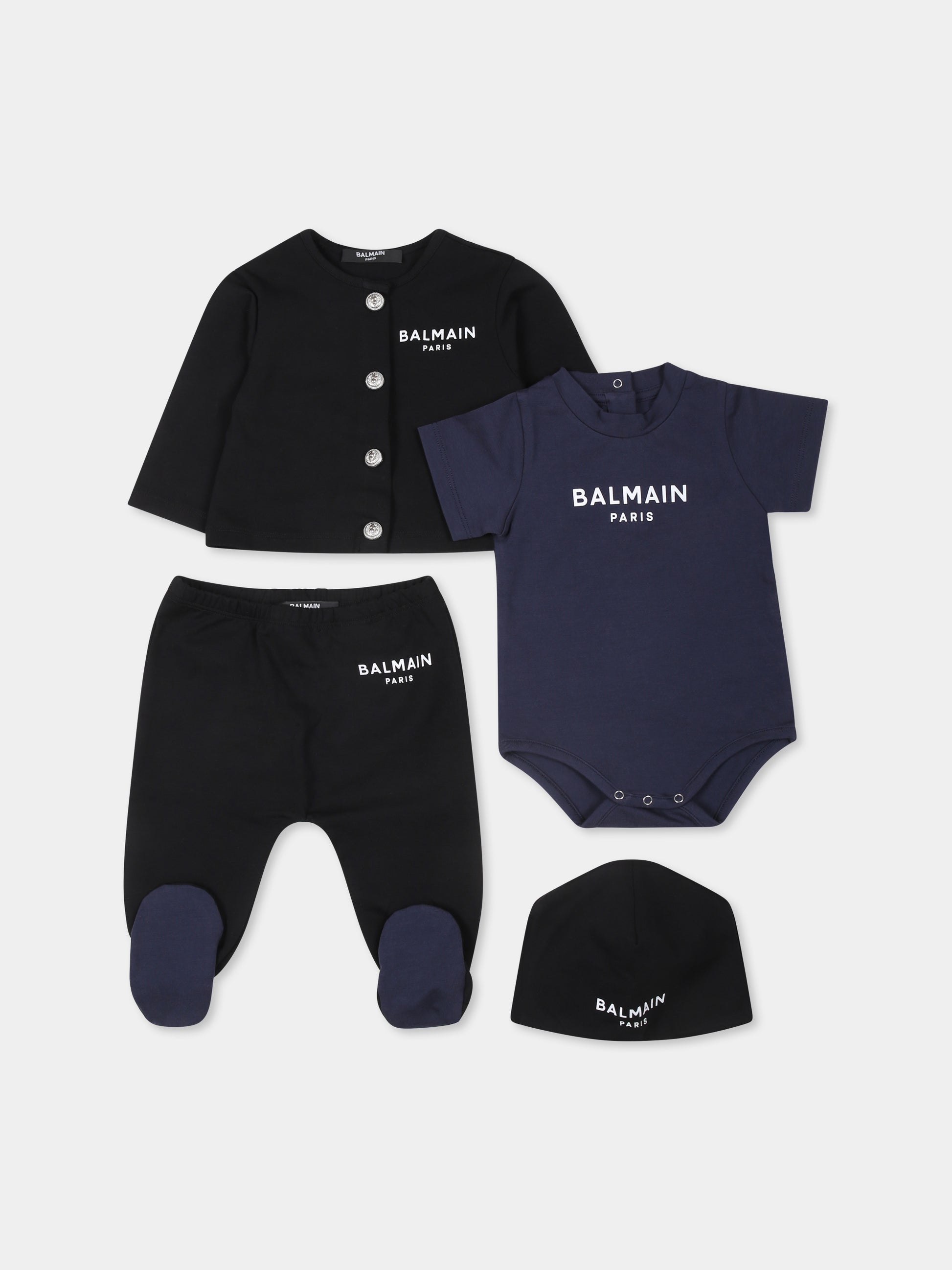 Completo nascita blu per neonato con logo,Balmain Kids,BVB53A Z2389 649BC