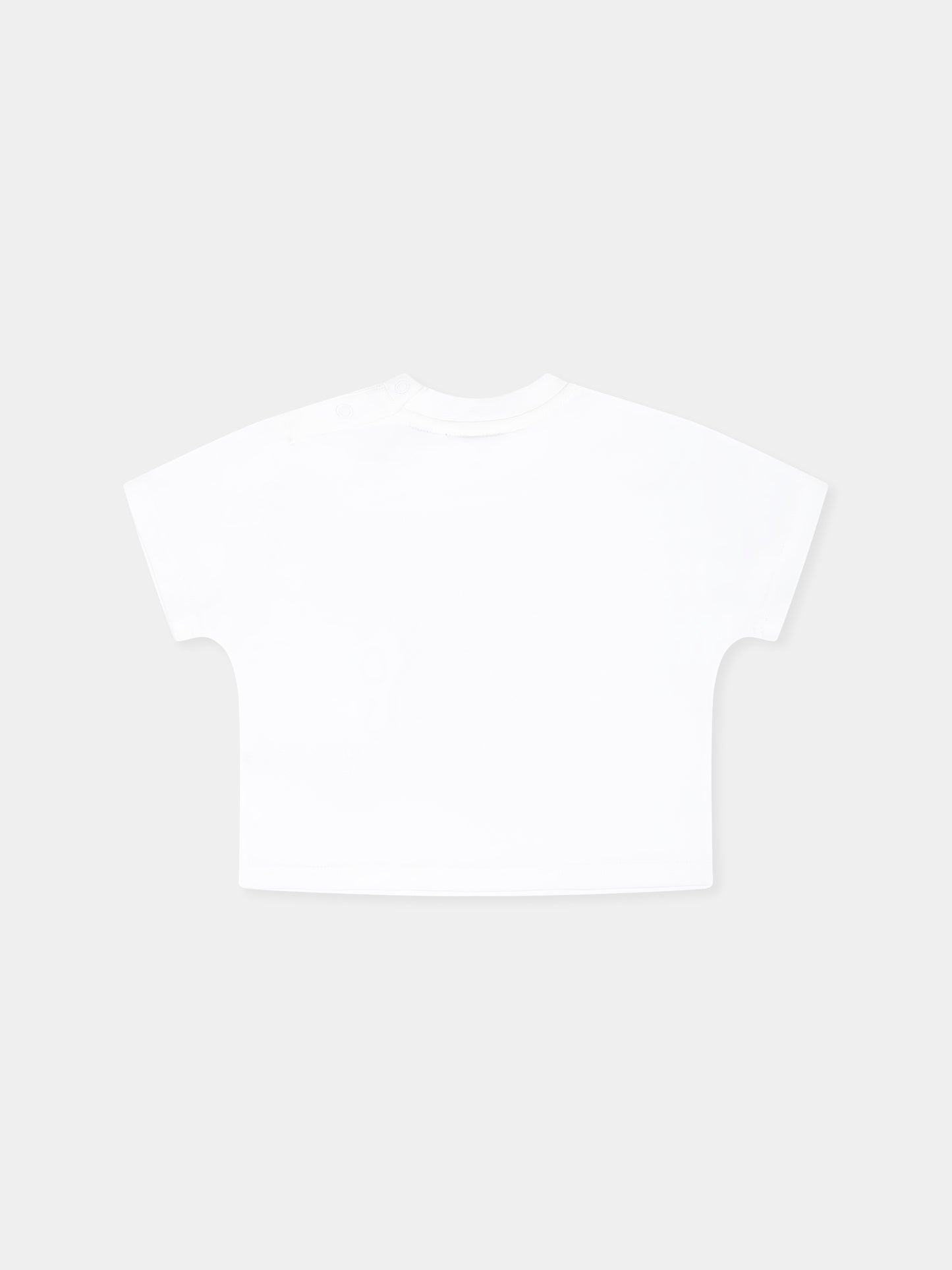 T-shirt bianca per neonata con rose,Burberry Kids,8094964 A1464