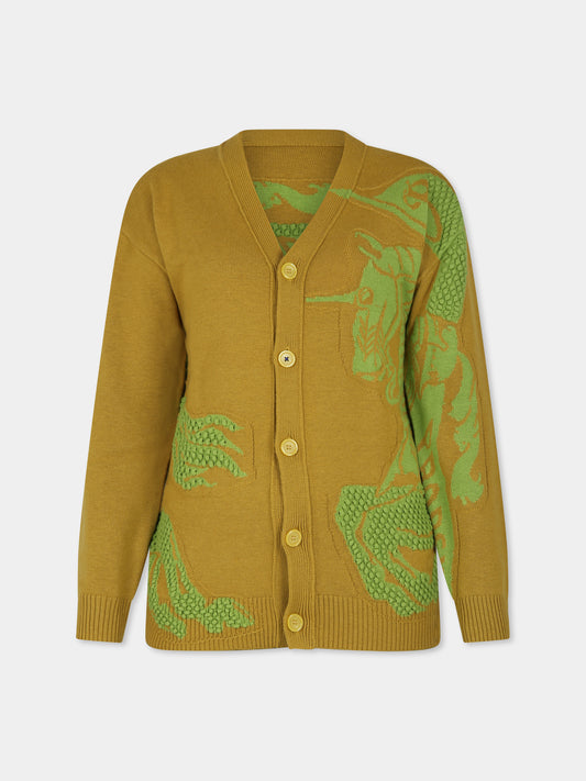 Cardigan marrone per bambino con cavaliere equestre,Burberry Kids,8089444 A3727