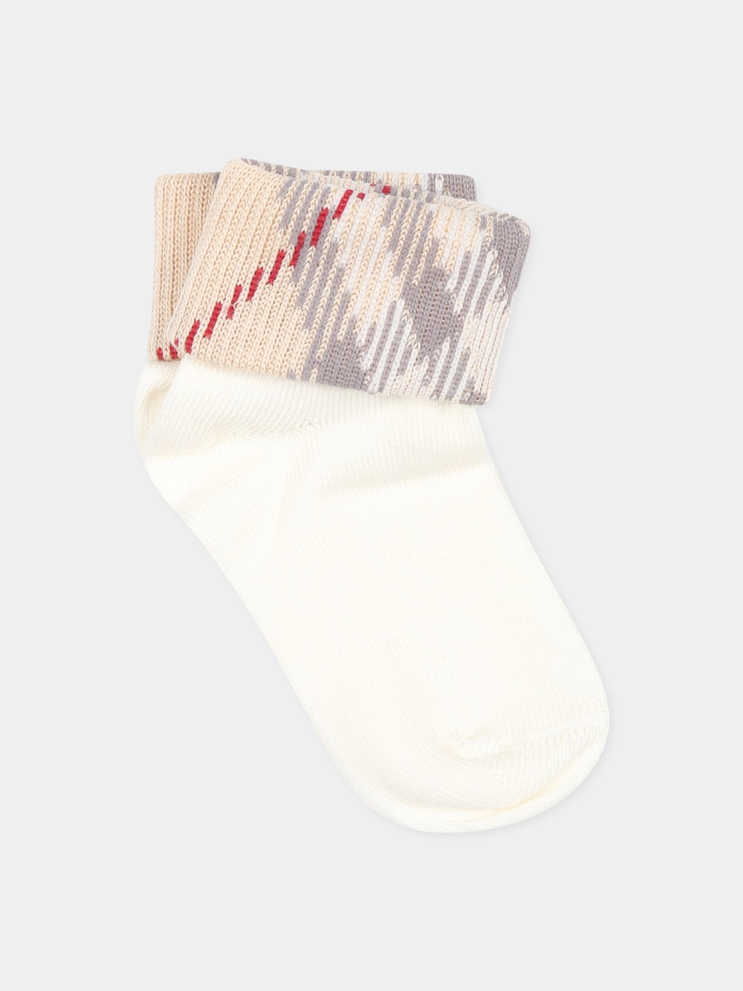 Set calzini avorio per neonati con check vinatge,Burberry Kids,8096368 A1464