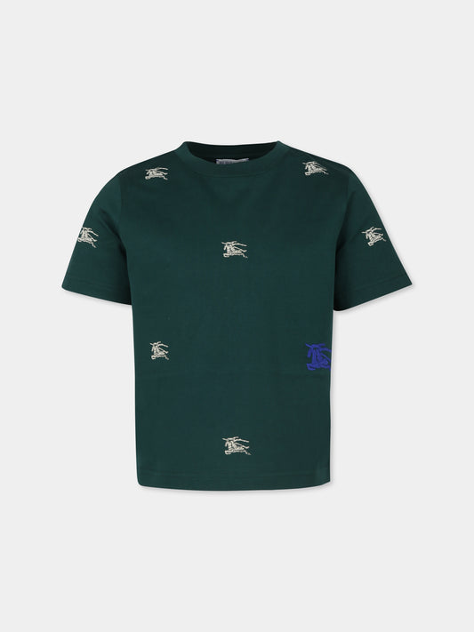 T-shirt verde per bambino con cavaliere equestre,Burberry Kids,8089178 A3508