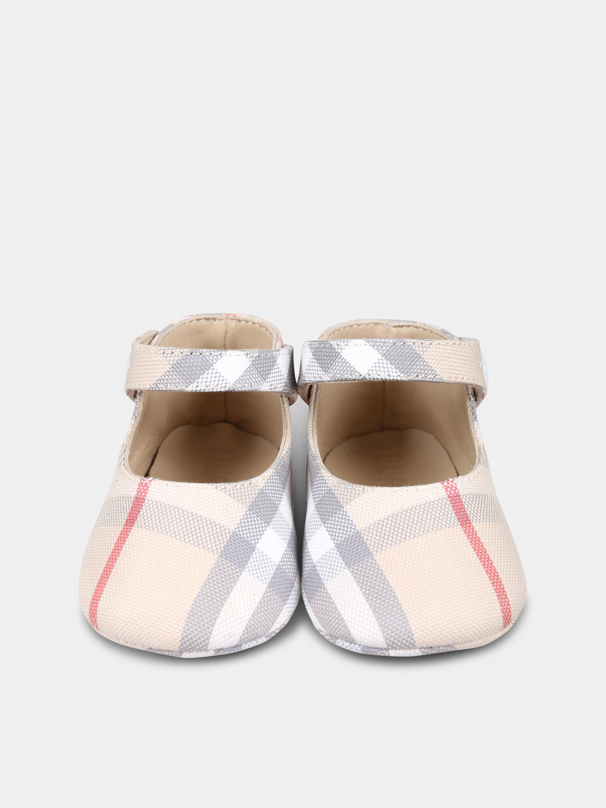 Ballerine Mary Jane beige per neonata con check vintage,Burberry Kids,8090482 A2205