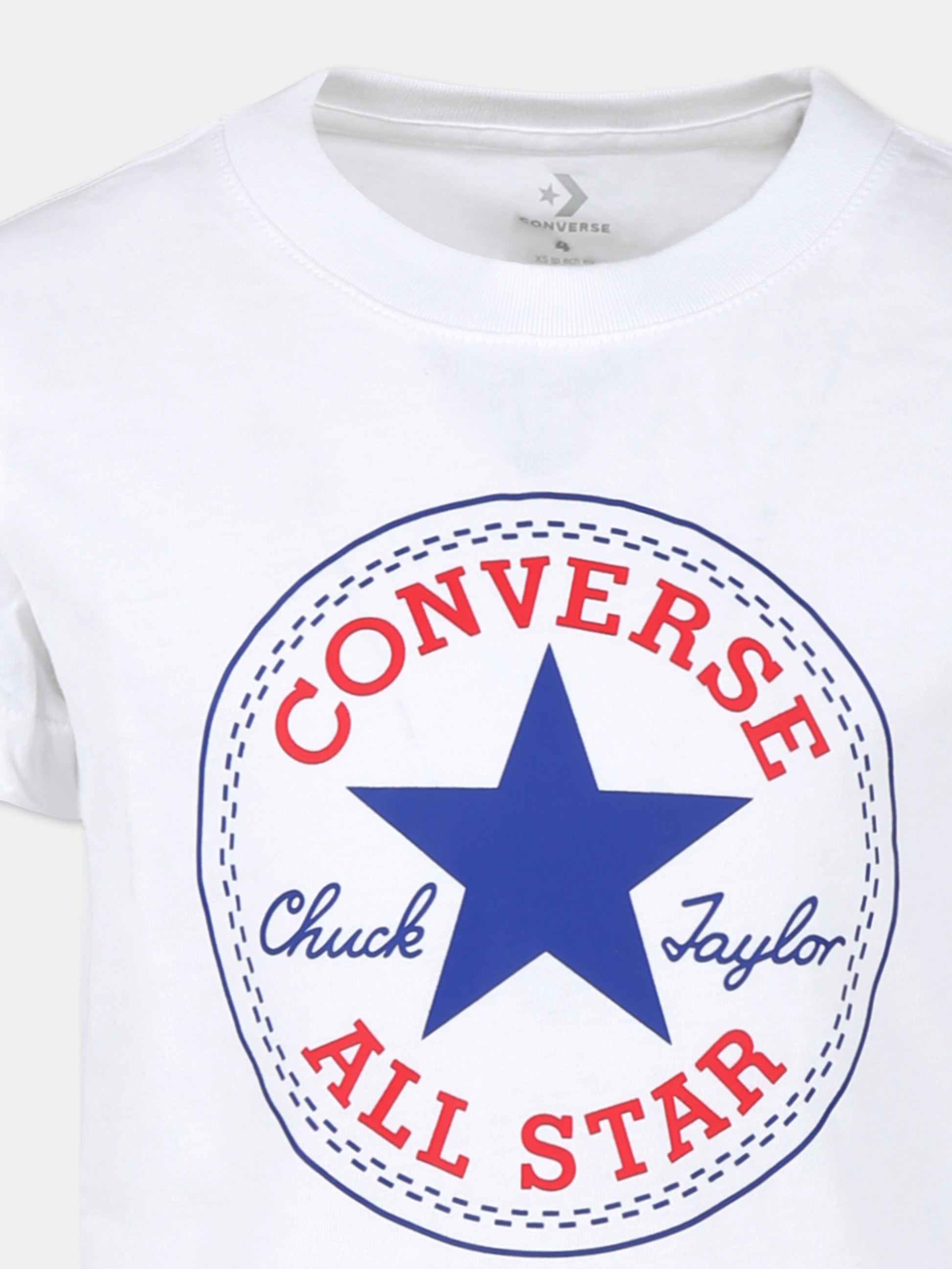 T-shirt bianca per bambini con logo,Converse,866500 001