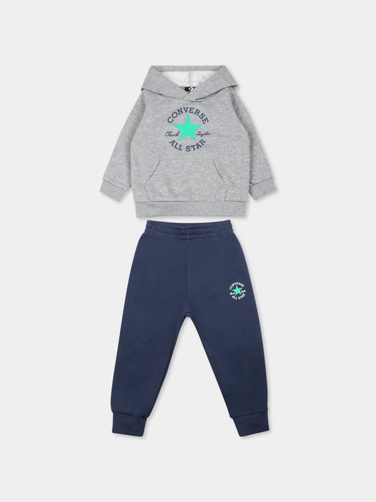 Completo grigio per bambino con logo,Converse,6CG201 BFK