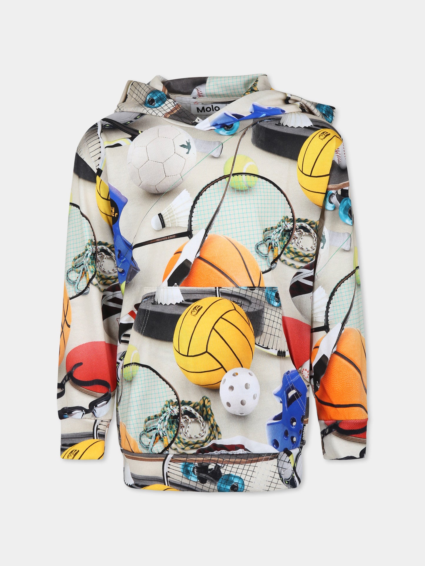 T-shirt beige per bambino con stampa sport,Molo,1W24A301 9149