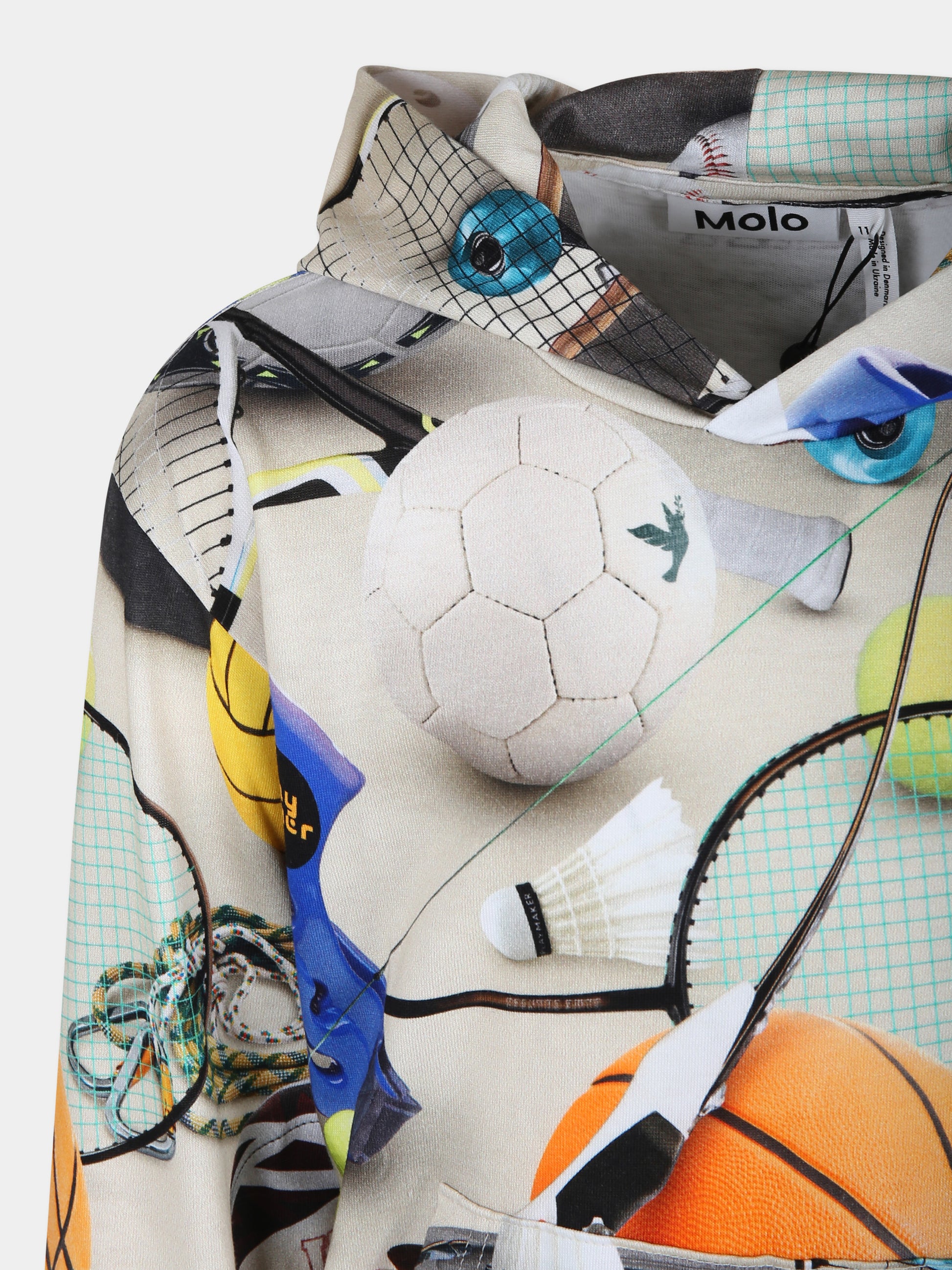 T-shirt beige per bambino con stampa sport,Molo,1W24A301 9149