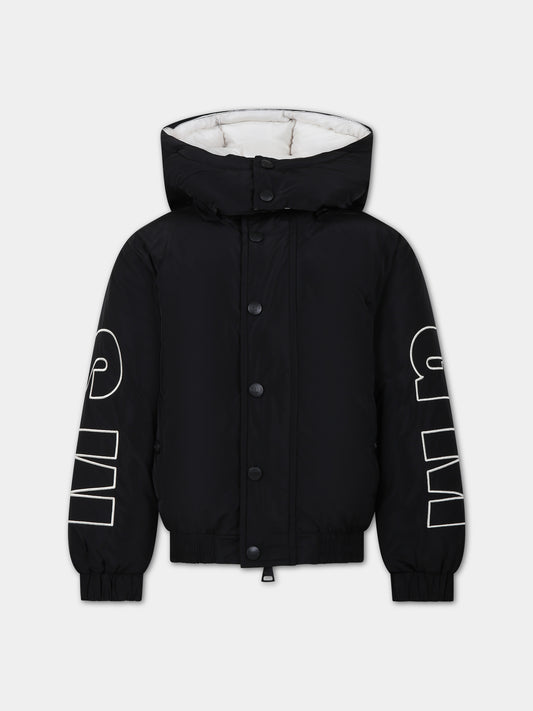 Piumino nero per bambino con logo,Msgm Kids,F3MSJBPF002 110