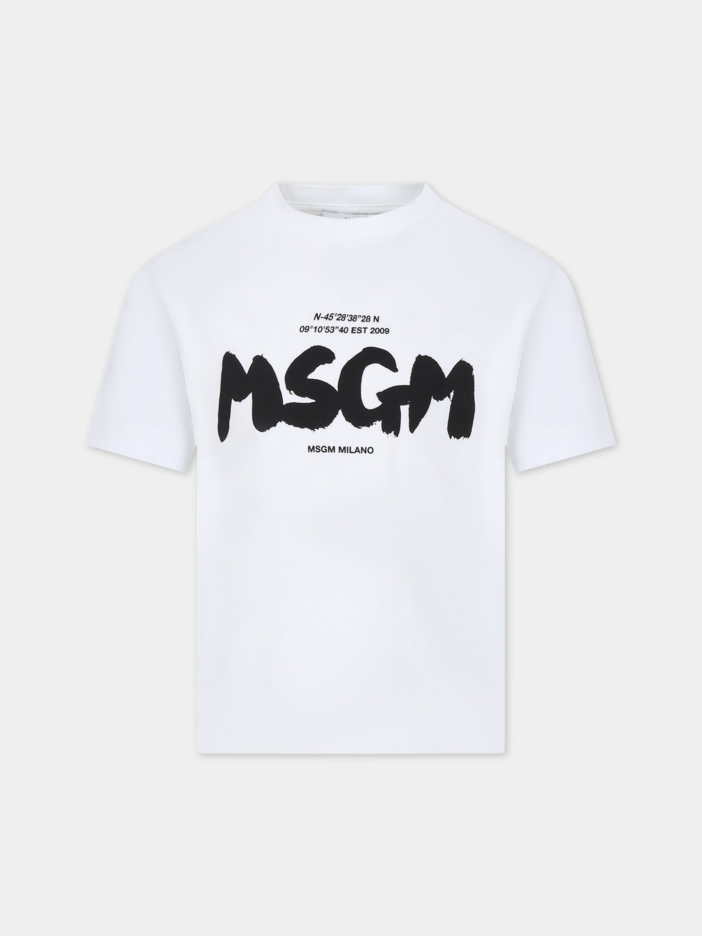 T-shirt bianca per bambino con logo,Msgm Kids,F3MSJBTH200 001