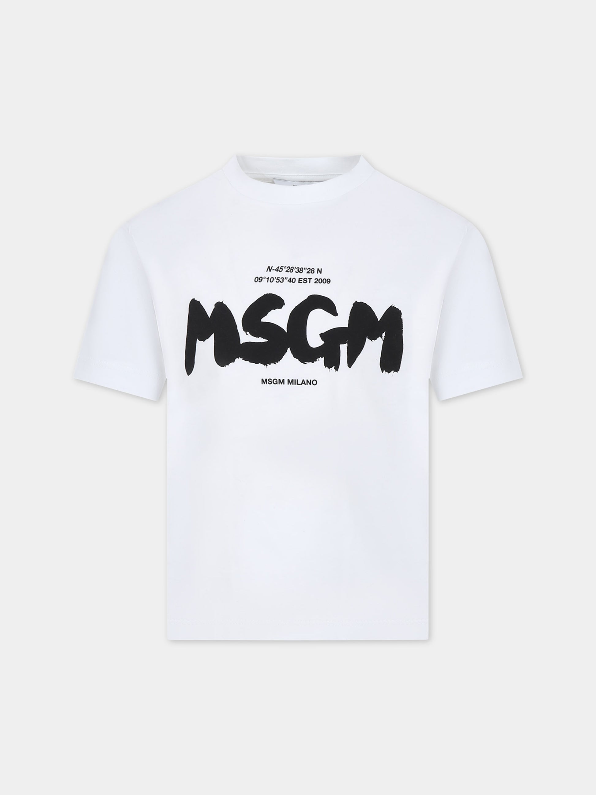 T-shirt bianca per bambino con logo,Msgm Kids,F3MSJBTH200 001