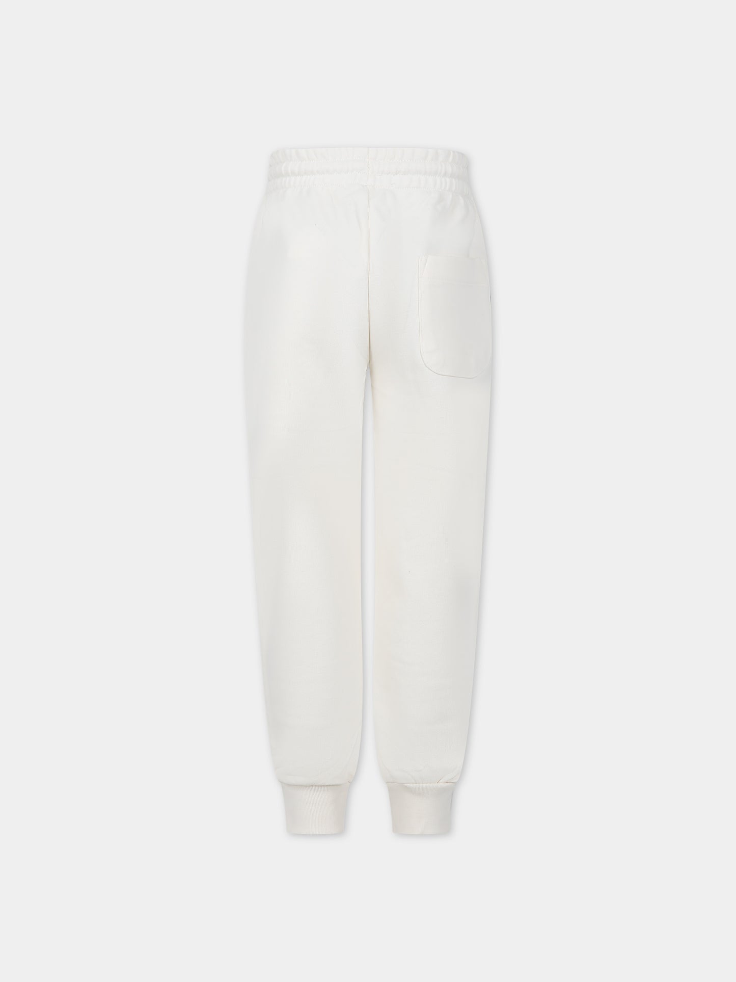 Pantaloni avorio per bambini con logo,Msgm Kids,F3MSJUFP027 013