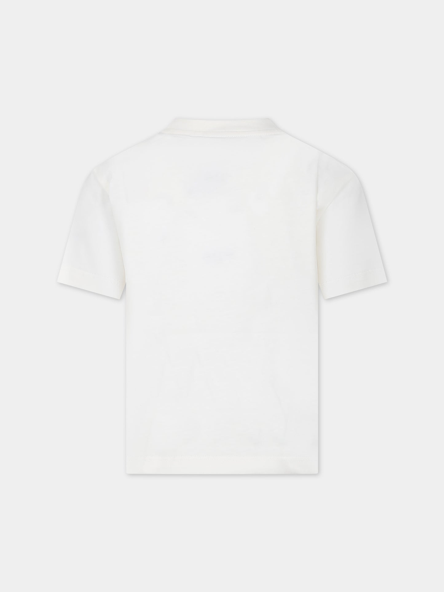 T-shirt avorio per bambini con logo,Msgm Kids,F3MSJUTH009 013