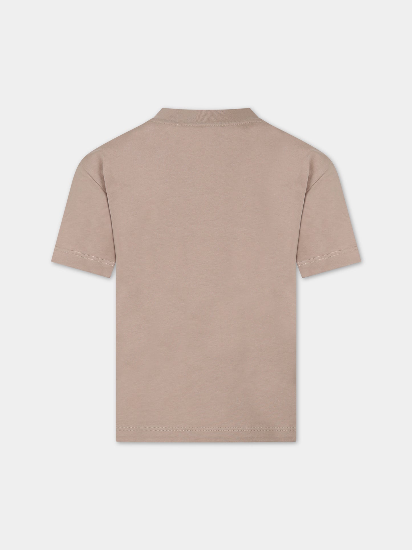 T-shirt beige per bambini con logo,Msgm Kids,F3MSJUTH011 015