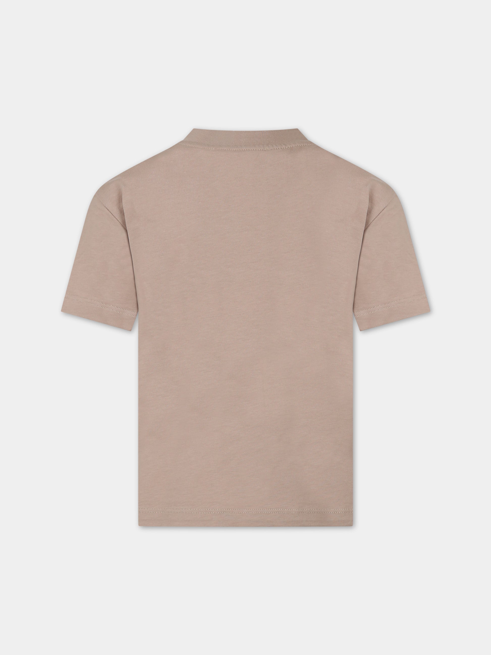 T-shirt beige per bambini con logo,Msgm Kids,F3MSJUTH011 015