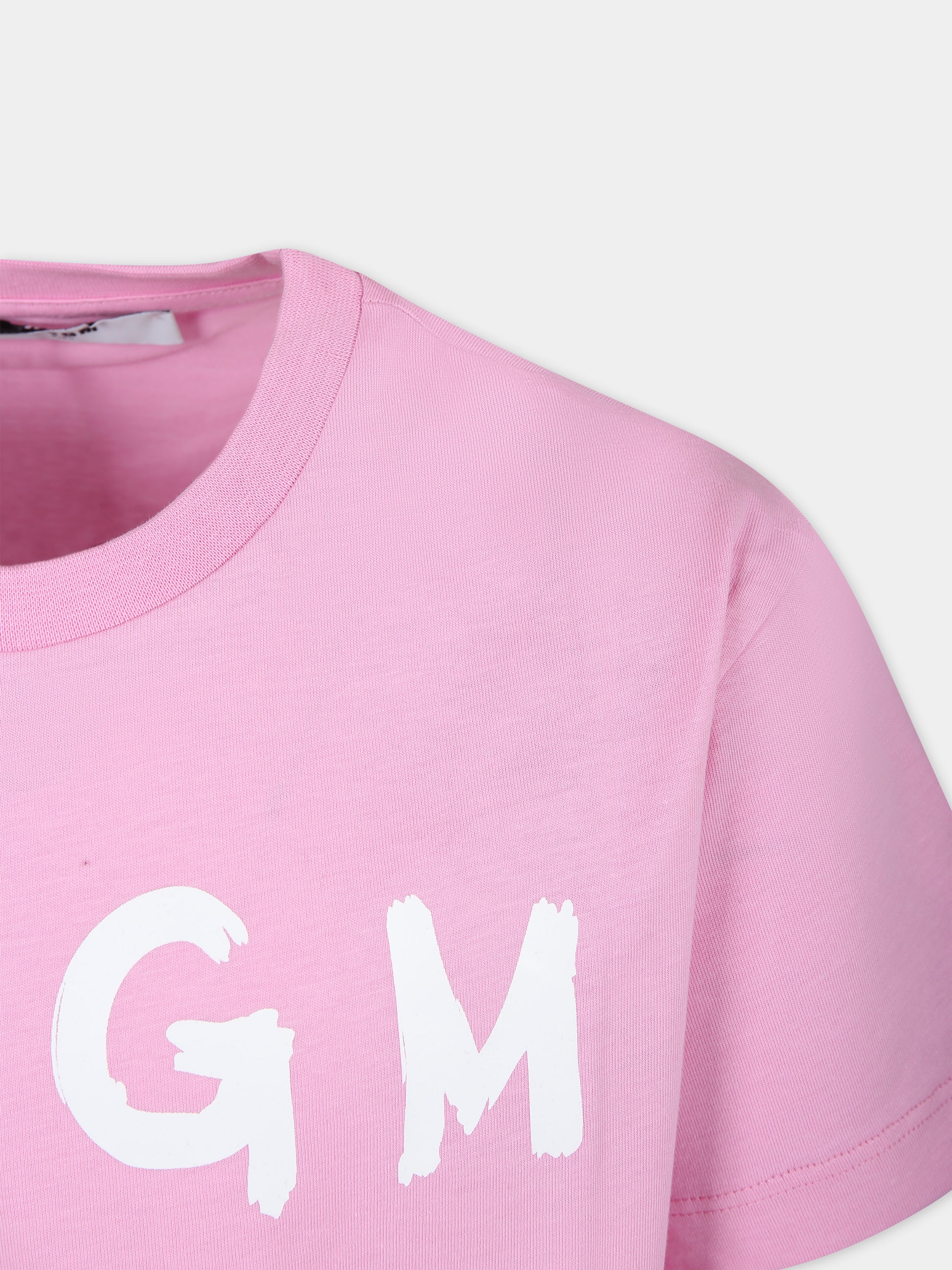 T-shirt rosa per bambina con logo,Msgm Kids,F3MSJUTH011 042