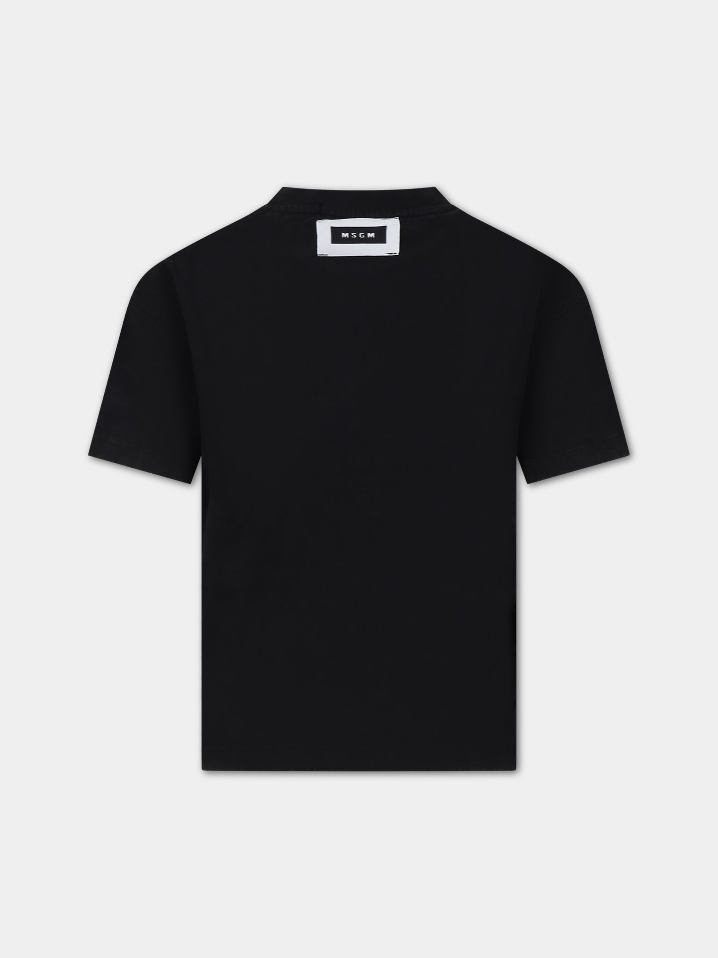 T-shirt nera per bambini con logo,Msgm Kids,F3MSJUTH181 110