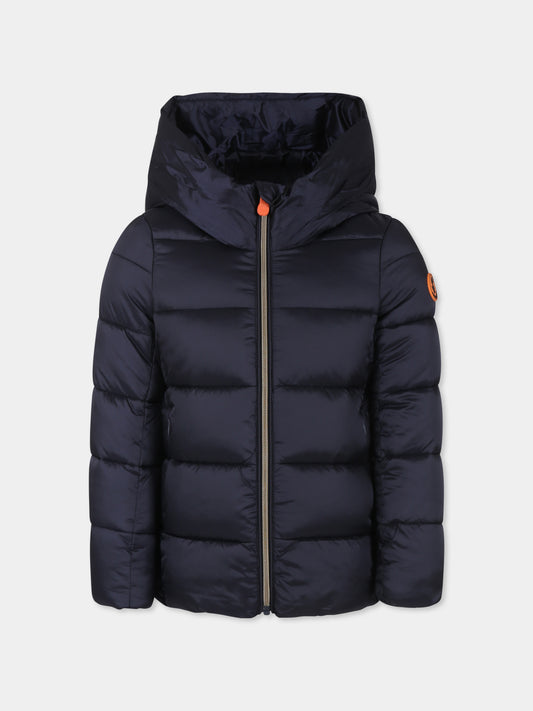 Piumino Gracie blu per bambina con logo,Save The Duck Kids,J45650G IRIS19 90010