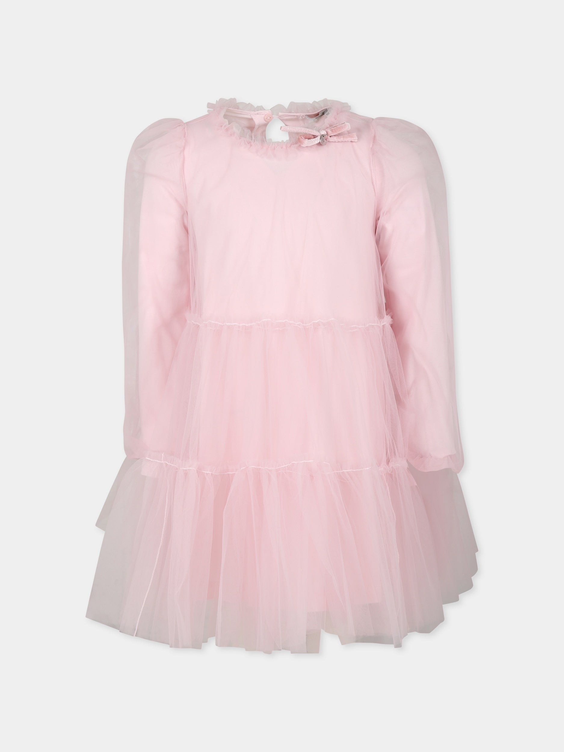 Vestito rosa per bambina con fiocco,Monnalisa,17D900 T9945 066C