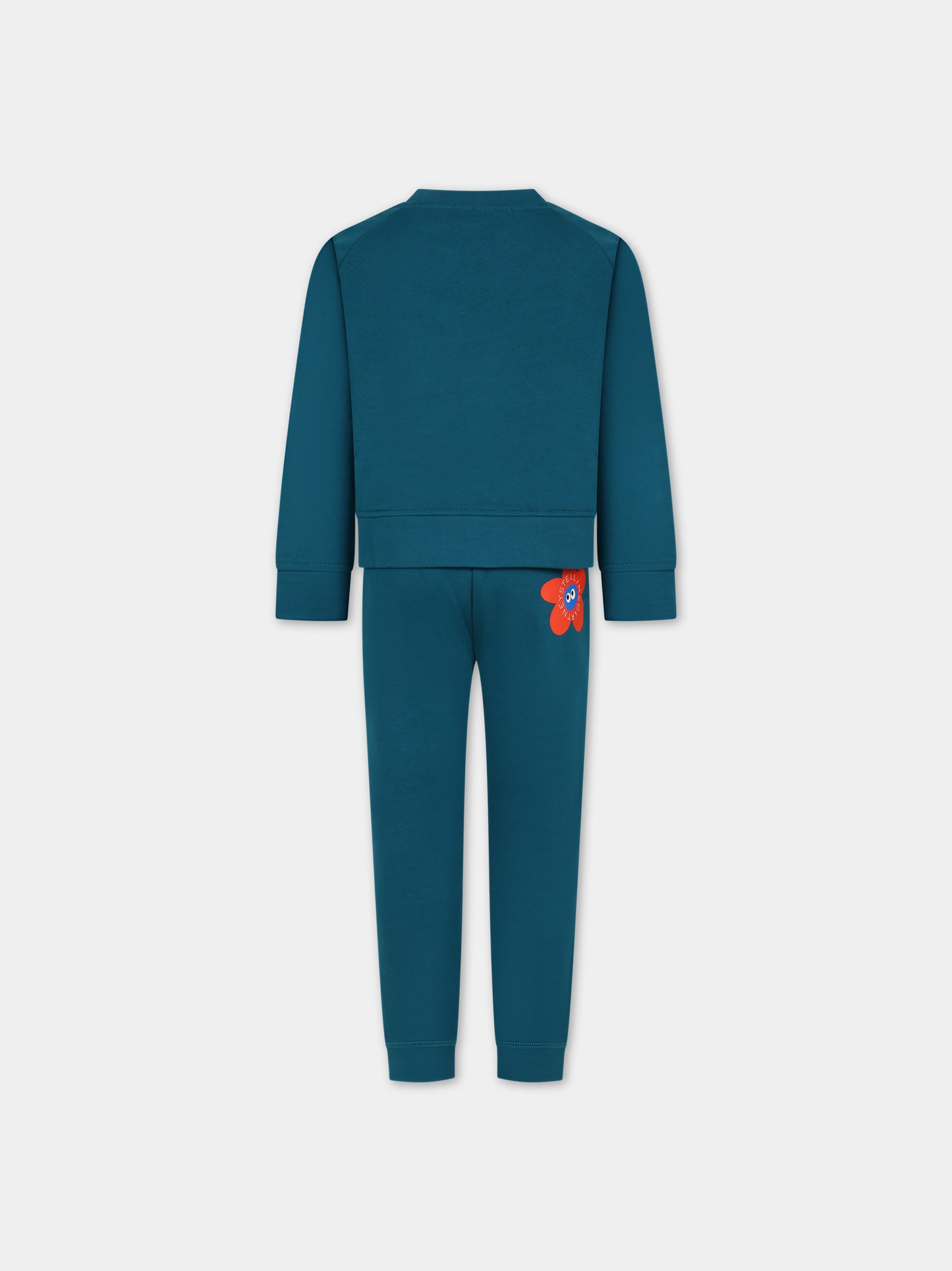 Completo verde per bambina con fiori e logo,Stella Mccartney Kids,TT3A70 Z0447 619