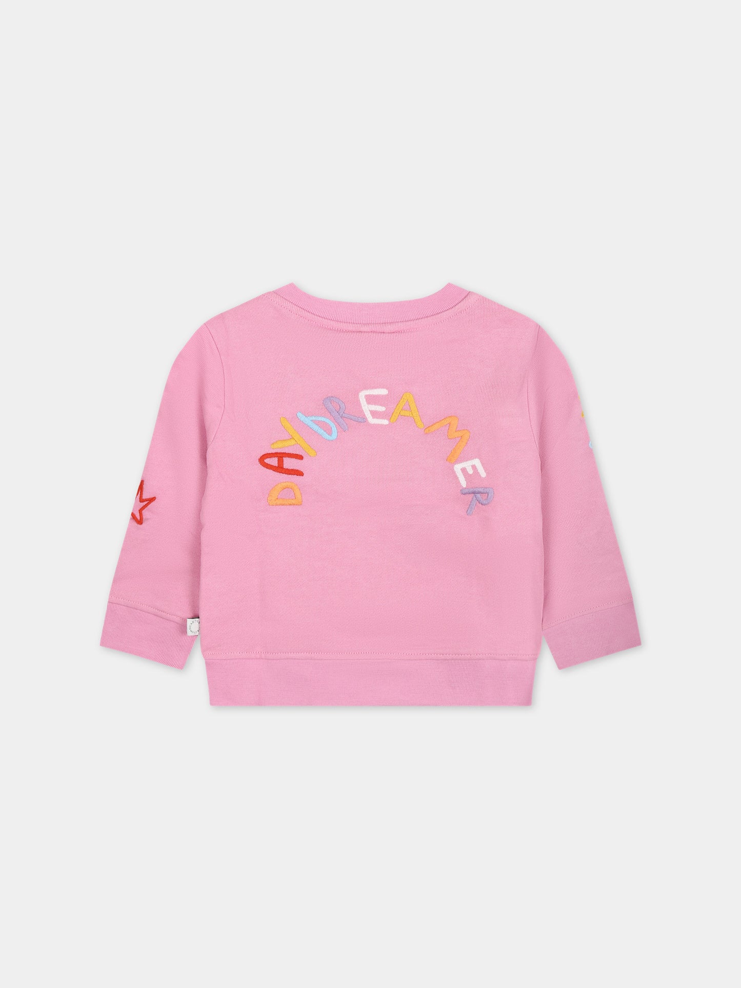 Felpa rosa per neonata con ricami multicolor all-over,Stella Mccartney Kids,TT4020 Z0447 547