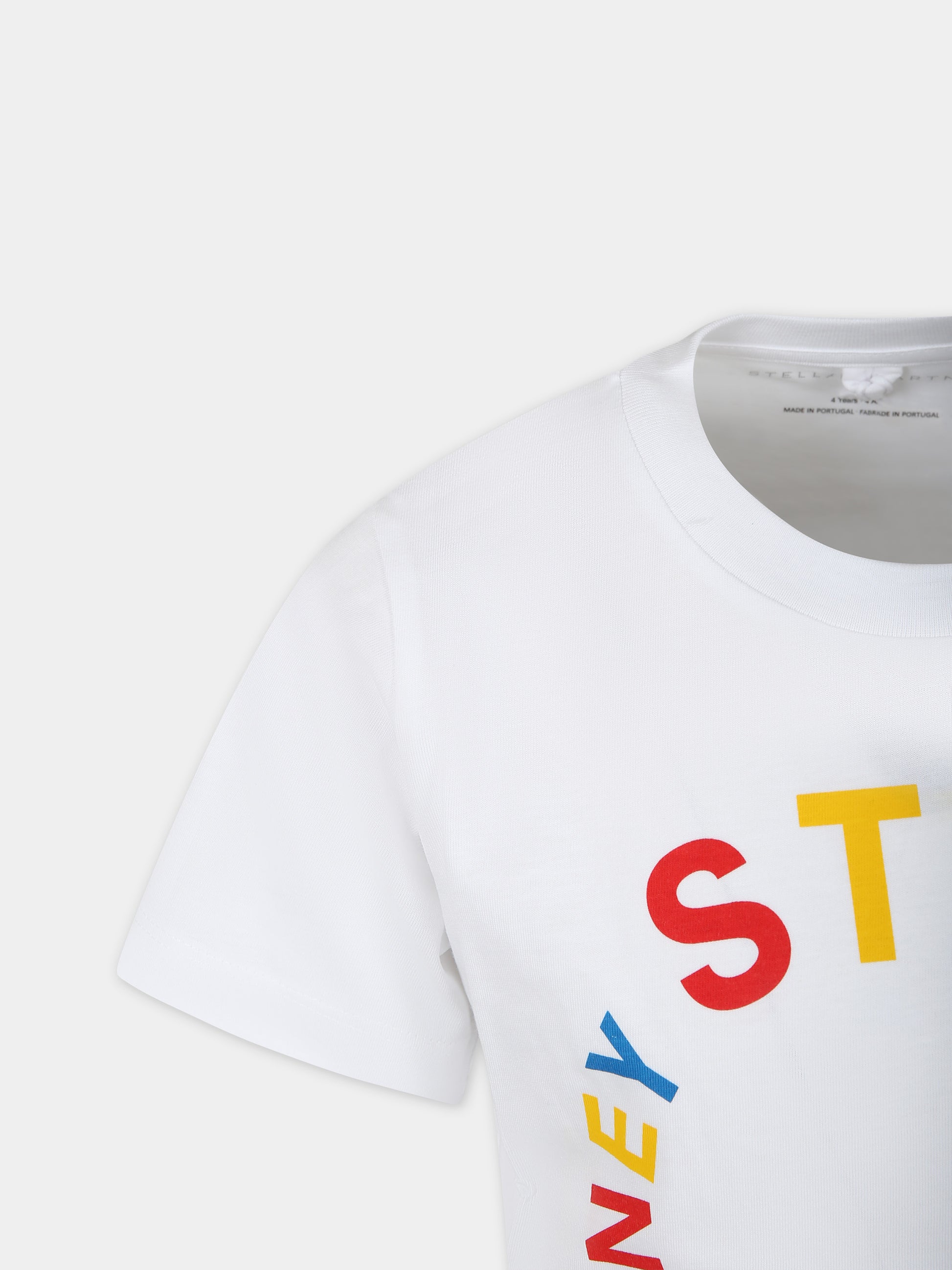 T-shirt bianca per bambina con logo,Stella Mccartney Kids,TT8C61 Z0434 100