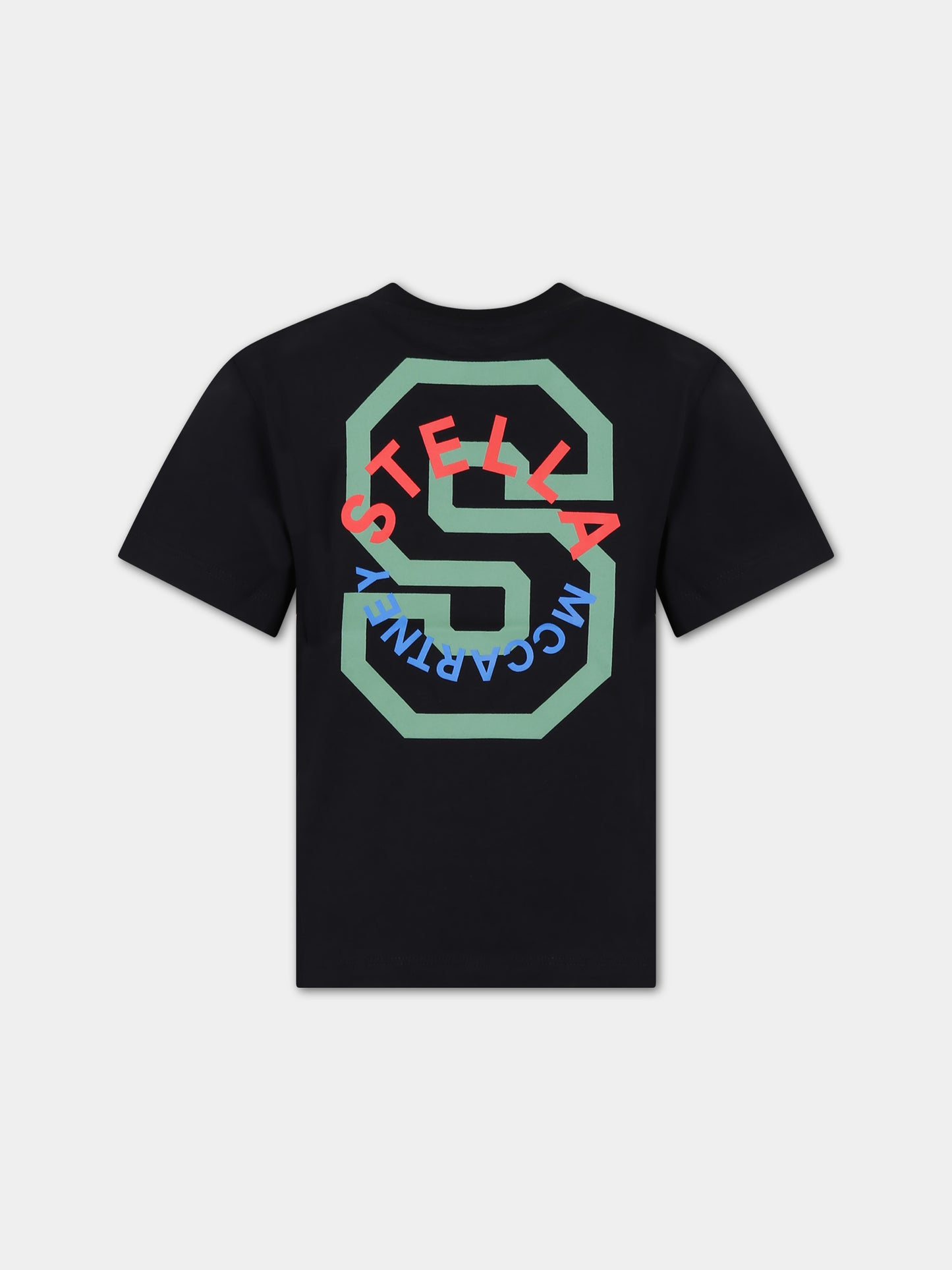 T-shirt nera per bambino con stampa multicolor,Stella Mccartney Kids,TT8P11 Z0434 930