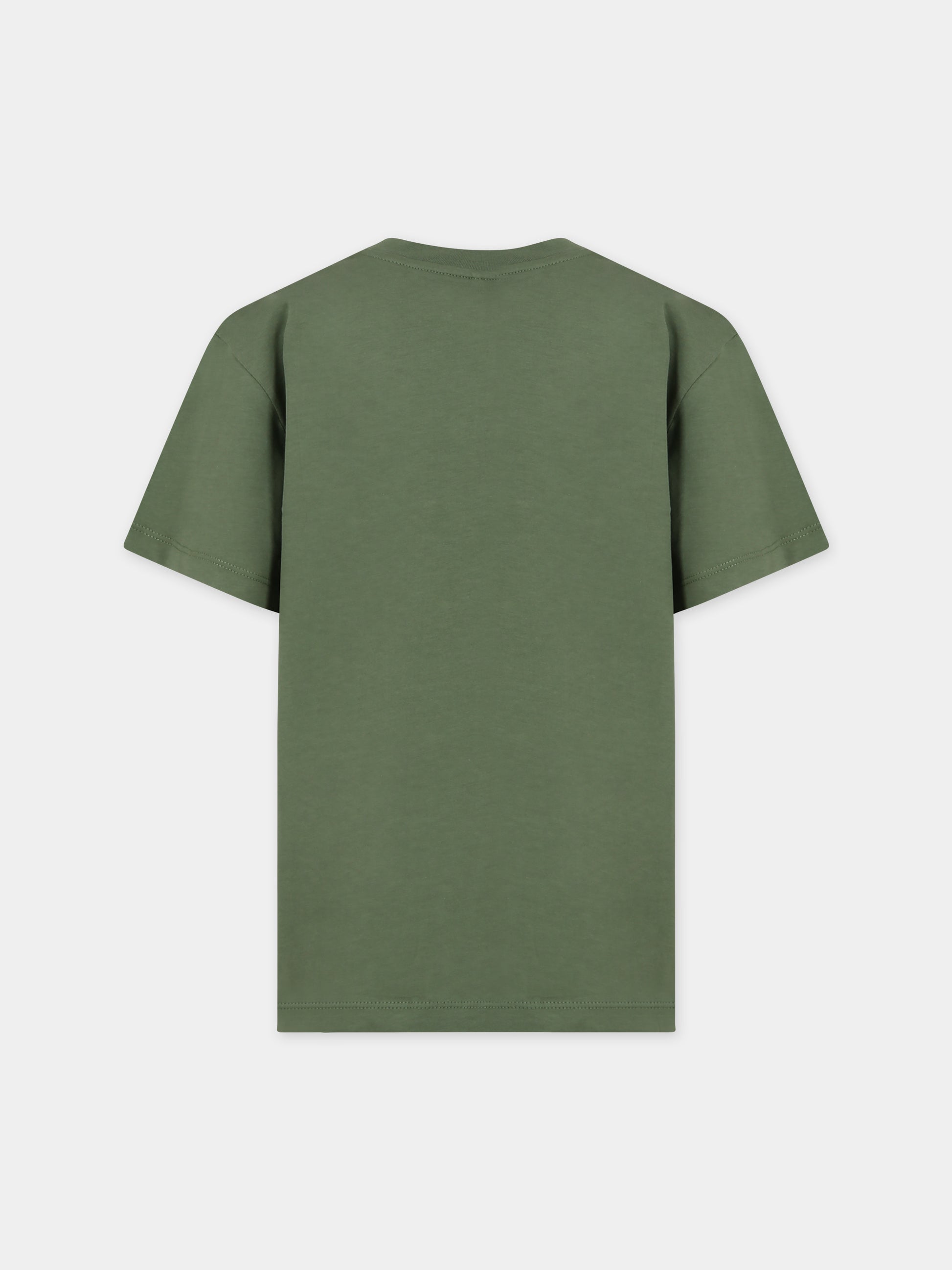 T-shirt verde per bambino con logo e stampa,Stella Mccartney Kids,TT8P21 Z0434 722