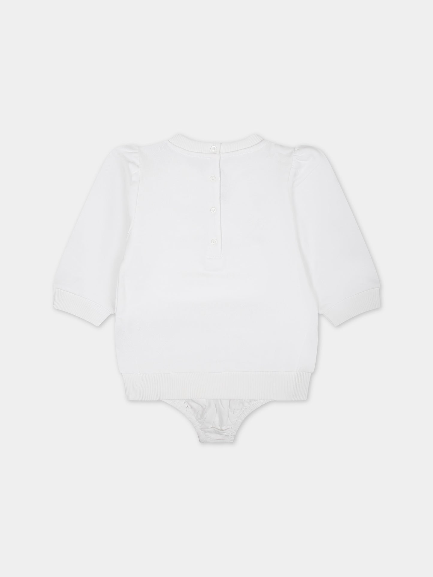 Vestito bianco per neonata con logo,Balmain Kids,BT1140 Z0081 100OR