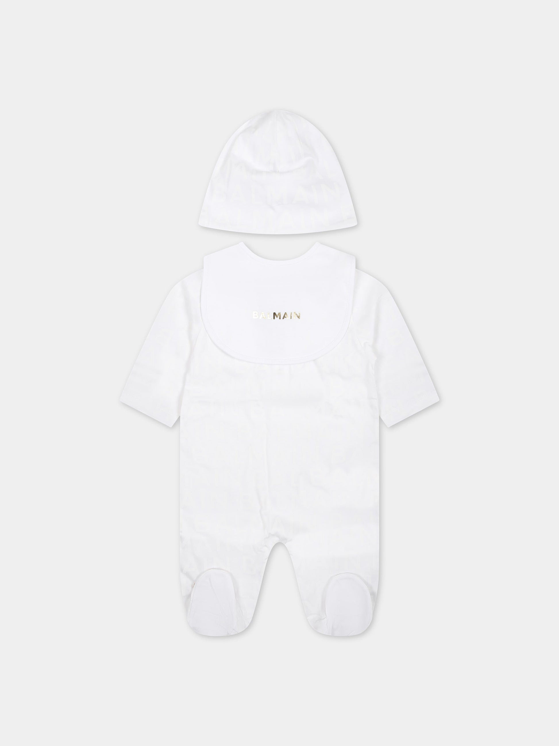 Set tutina bianco per neonata con logo,Balmain Kids,BTB520 Z1523 100BC