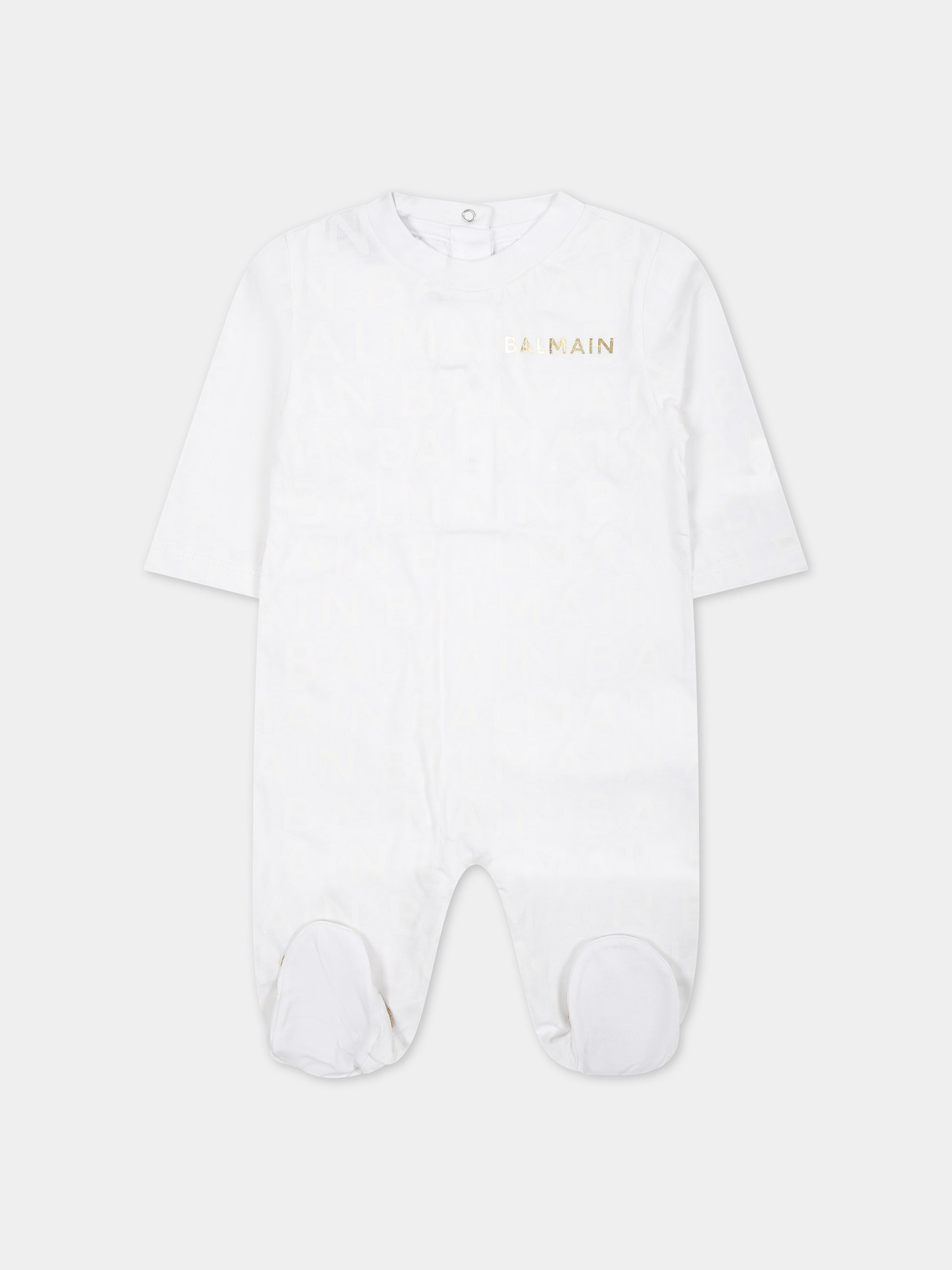 Set tutina bianco per neonata con logo,Balmain Kids,BTB520 Z1523 100BC