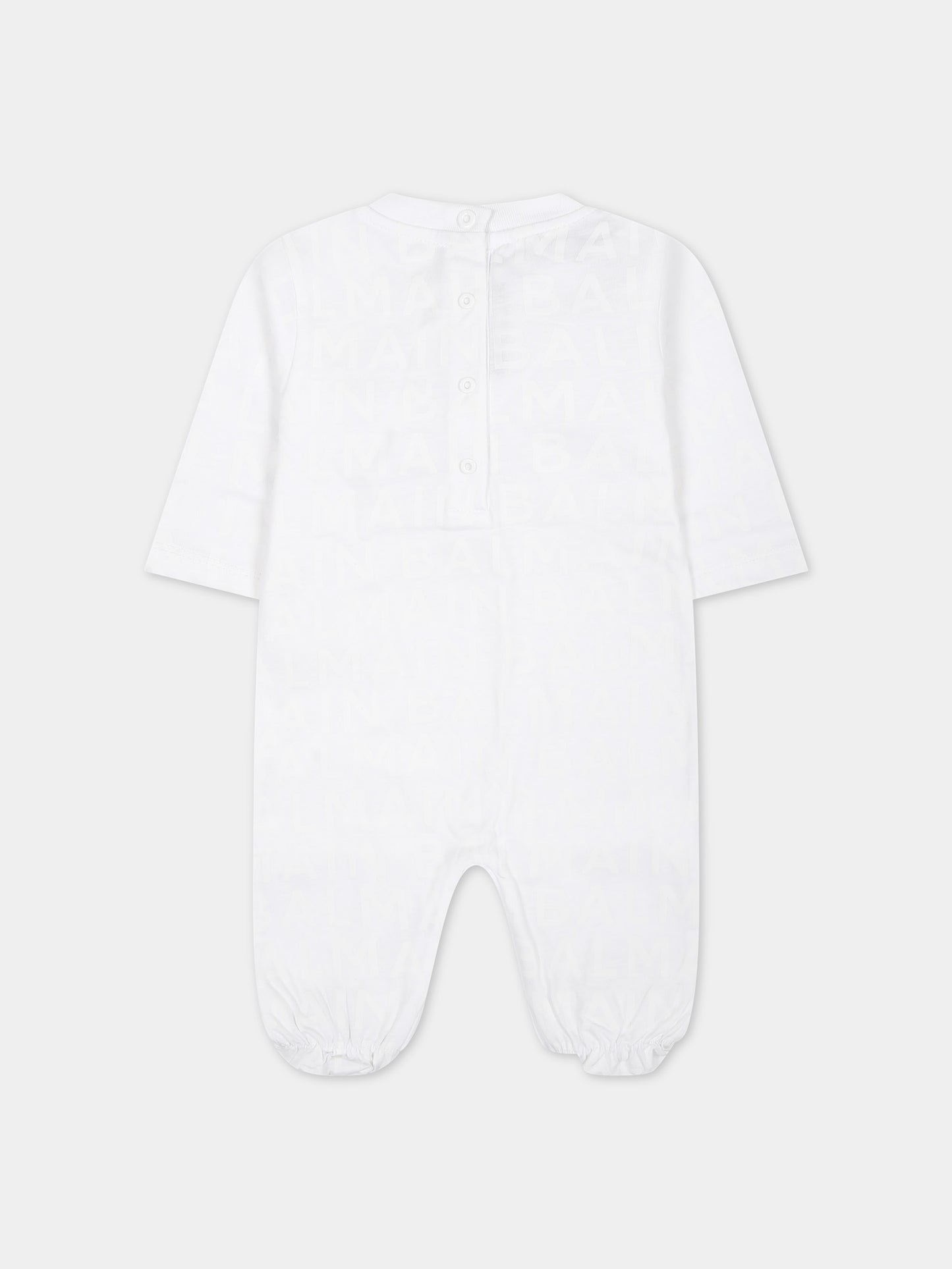 Set tutina bianco per neonata con logo,Balmain Kids,BTB520 Z1523 100BC