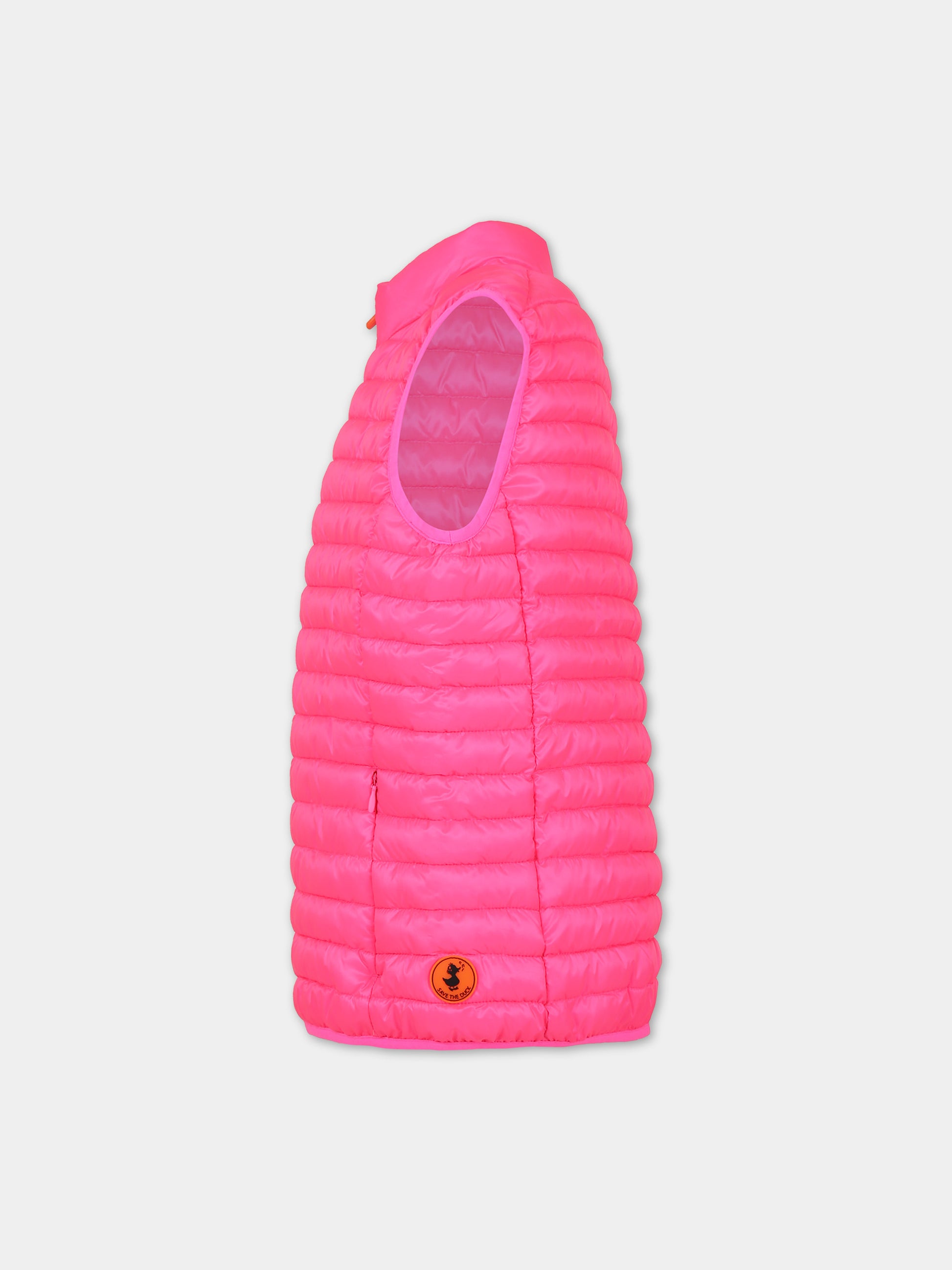 Gilet rosa Ozam per bambina con logo,Save The Duck Kids,J82430X FLUO16 80031