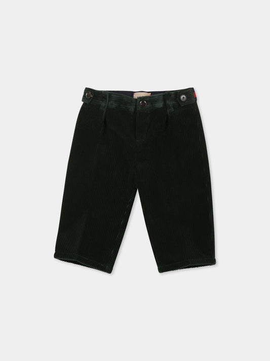 Pantaloni verdi per neonato con nastro Web,Gucci Kids,791226 XWA12 3497