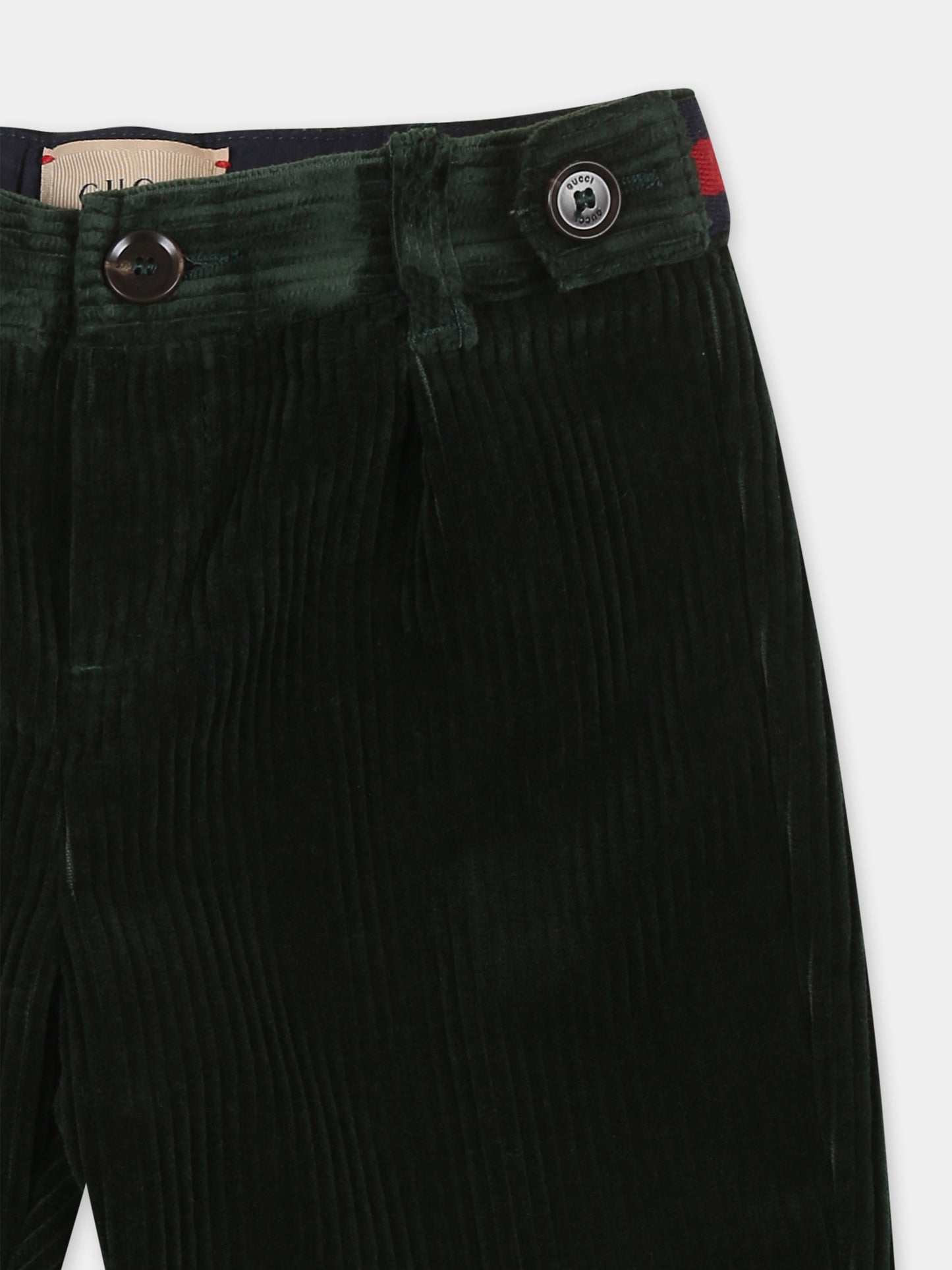 Pantaloni verdi per neonato con nastro Web,Gucci Kids,791226 XWA12 3497