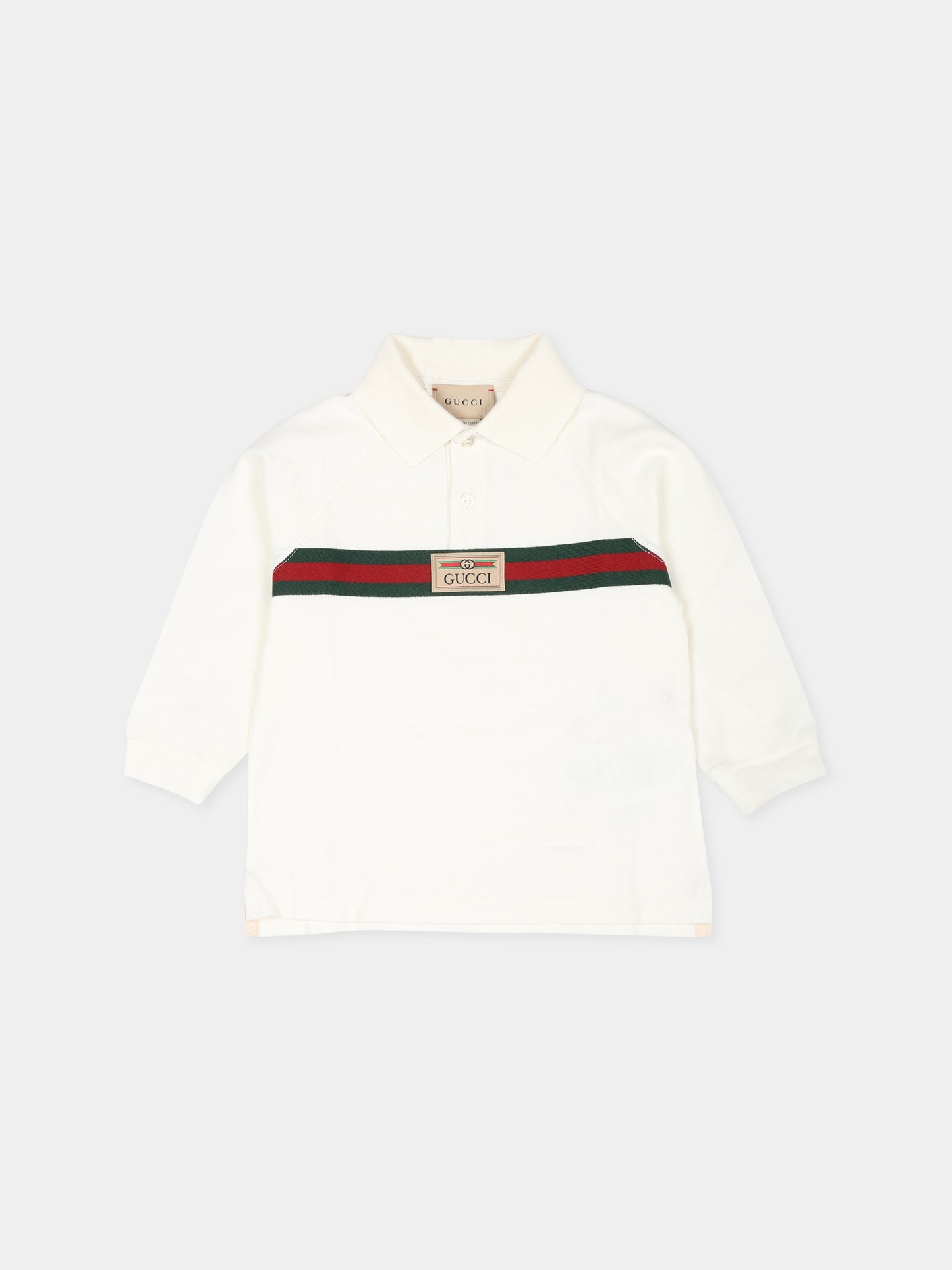 Polo avorio per neonato con logo,Gucci Kids,787505 XJF3F 9791